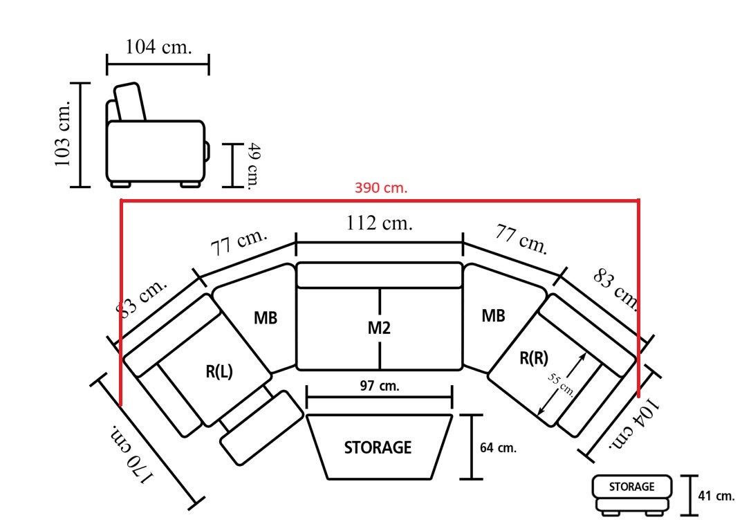 Salottini Ecksofa Elektrisches Recliner Kinosofa Philippo Deluxe Sofa, mit Relaxfunktion