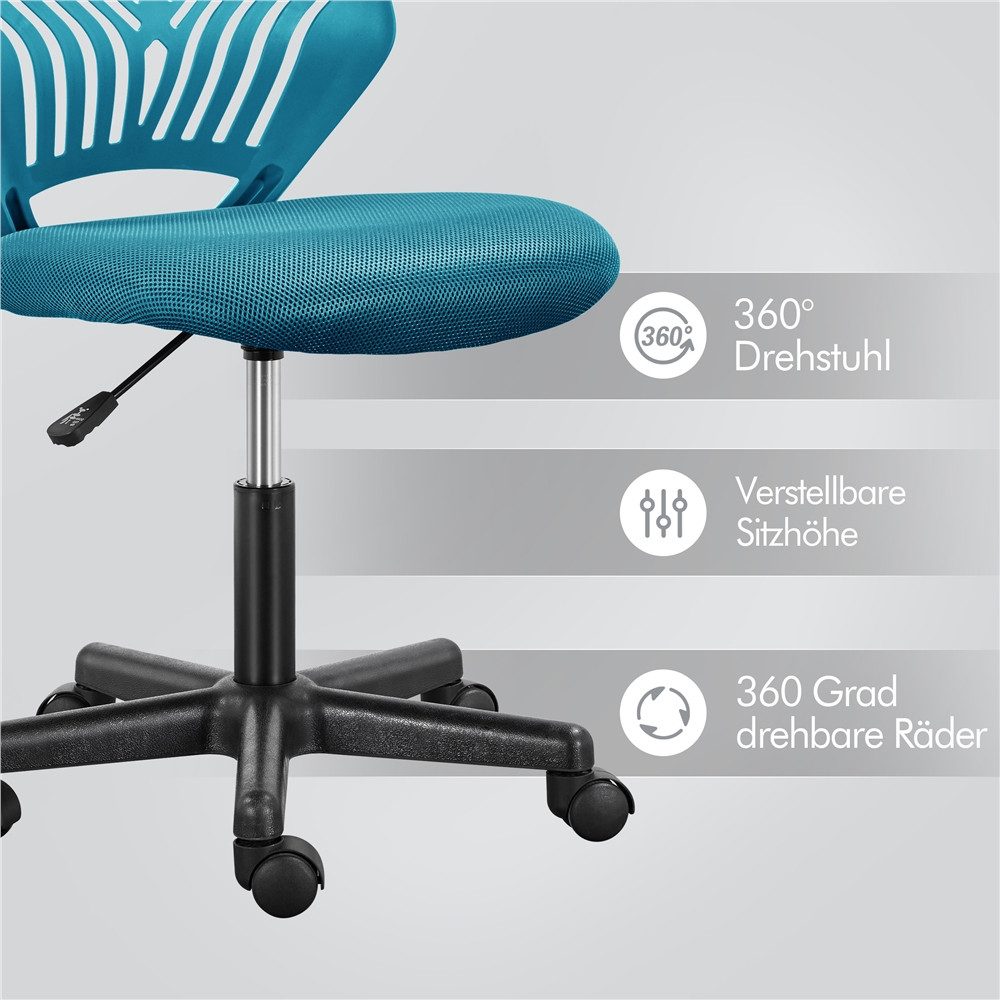 Yaheetech Drehstuhl Höhenverstellbarer Bürostuhl ohne Armlehnen, Schreibtischstuhl mit Netzbezug fürs Arbeitszimmer/Büro/Wohnzimmer – Bild 5 von 5