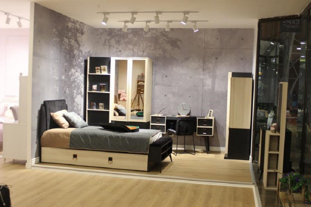 Xlmoebel Schlafzimmer-Set Modernes Jugendzimmer Set in Holzoptik mit Bett und Stauraum, (6-tlg., Schlafzimmer-Set), Hergestellt in Europa