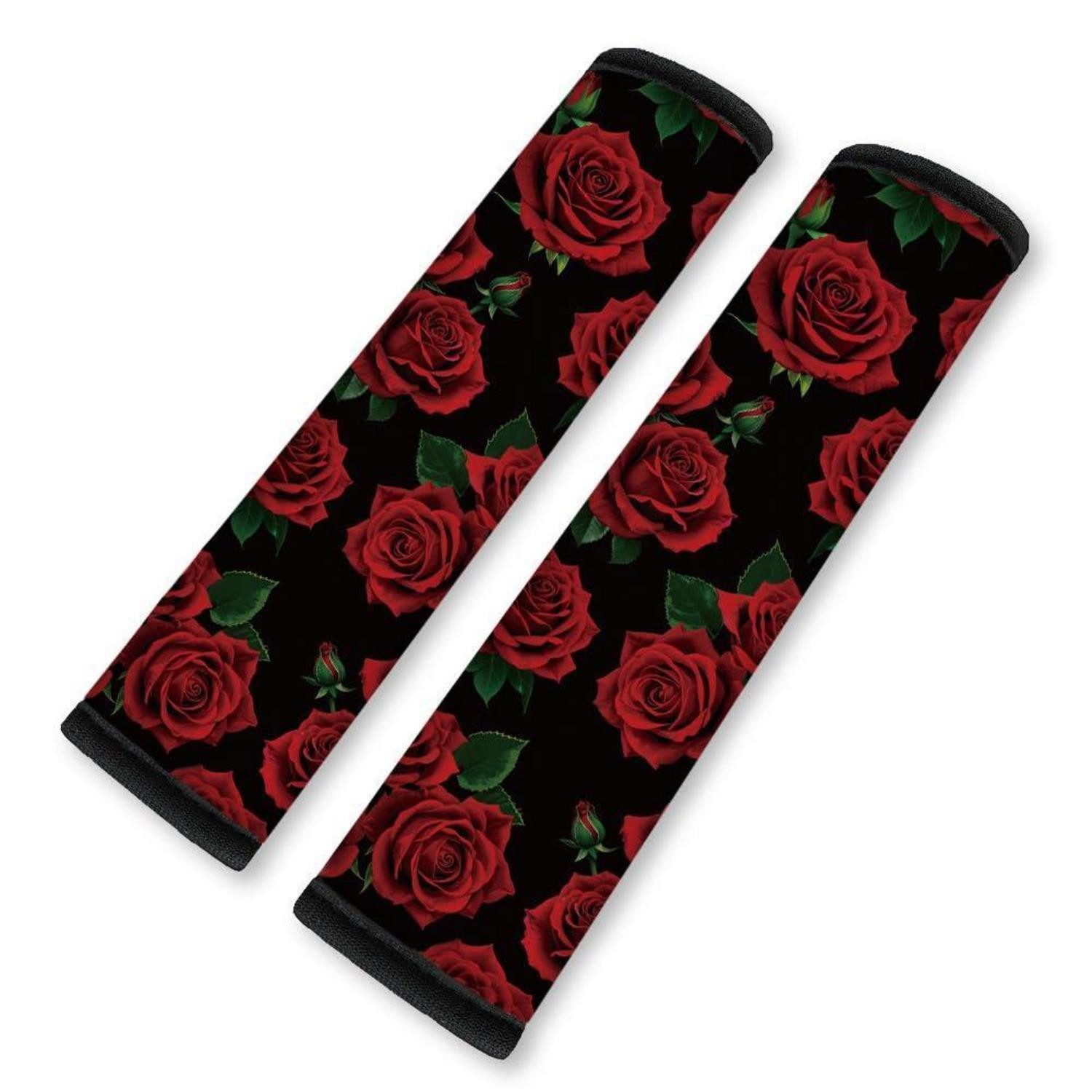LuxusKollektion Gurtpolster Gurtpolster Auto 2er Set rote Rosen Neopren universal, (2 St)