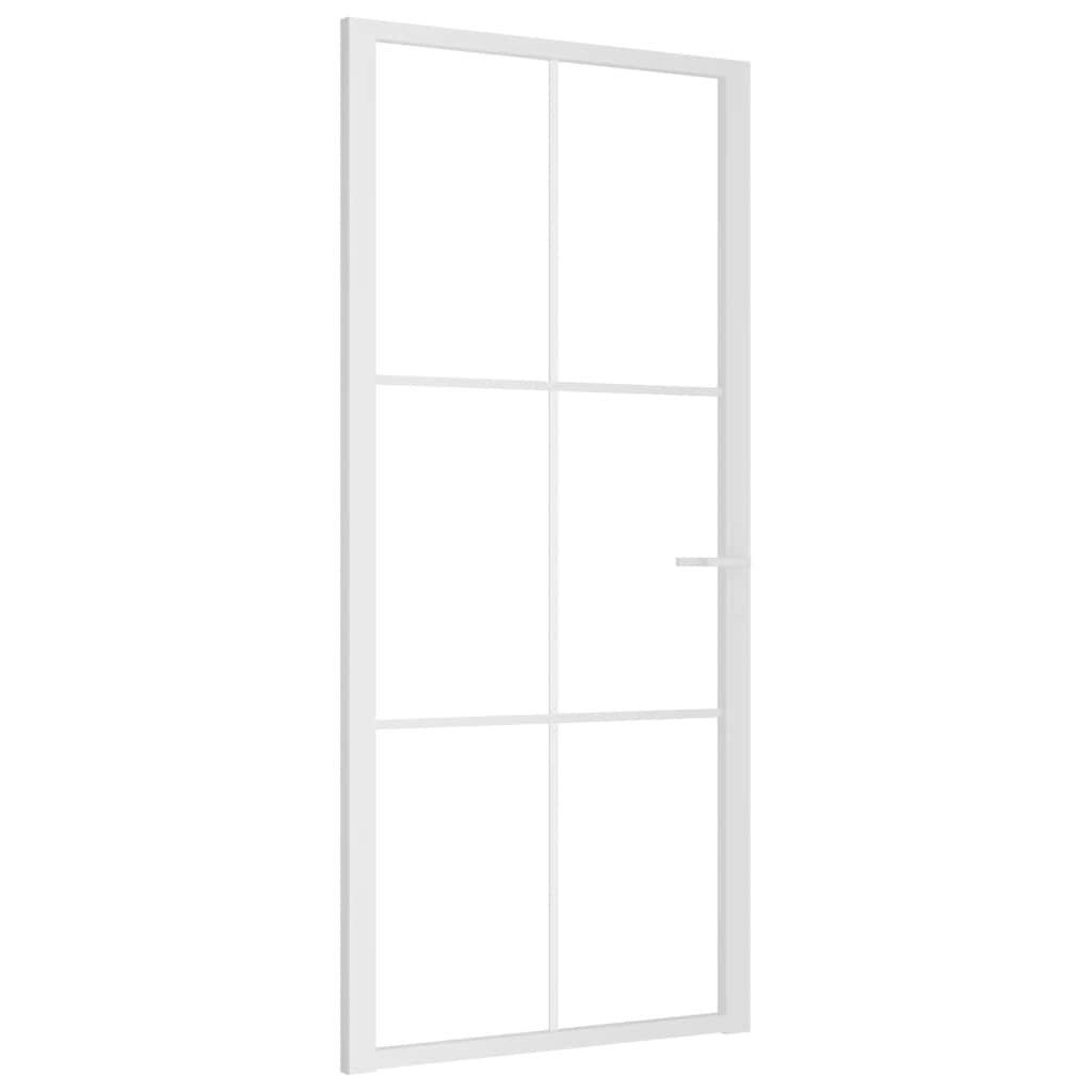 vidaXL Haustür Innentür 93x201,5 cm Weiß ESG-Glas und Aluminium (1-St)