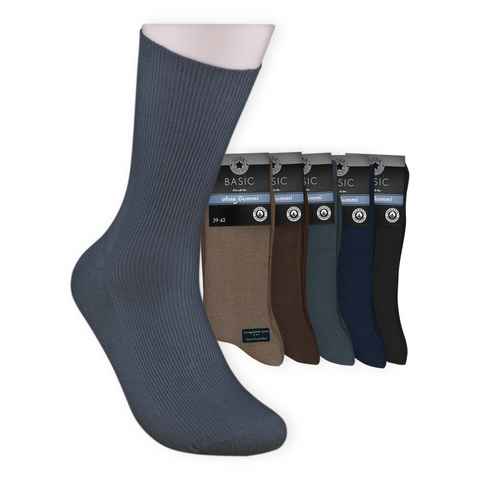 Die Sockenbude Basicsocken BASIC - Herrensocken (Bund, 5-Paar, braun blau schwarz) Diabetikersocken ohne Gummi 100% Baumwolle
