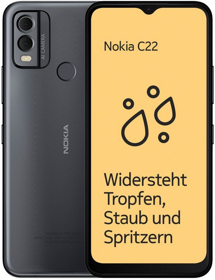Nokia C22, 2+64GB Smartphone (16,56 cm/6,52 Zoll, 64 GB Speicherplatz, 13  MP Kamera), Hauptkamera: 13-MP + 2-MP und Frontkamera: 8 MP