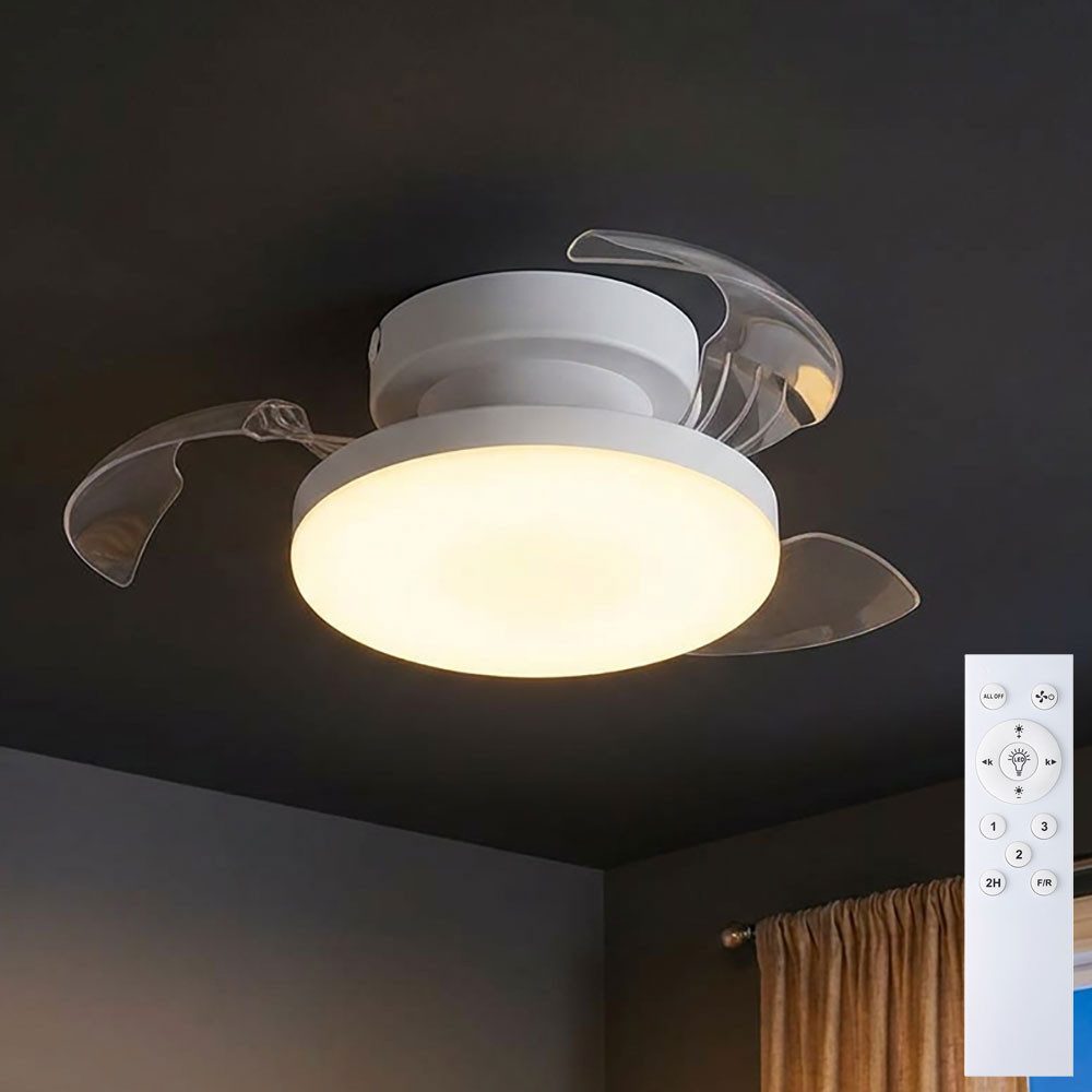 EGLO Deckenventilator, LED Deckenventilator CCT weiß Fernbedienung Rechts Linkslauf
