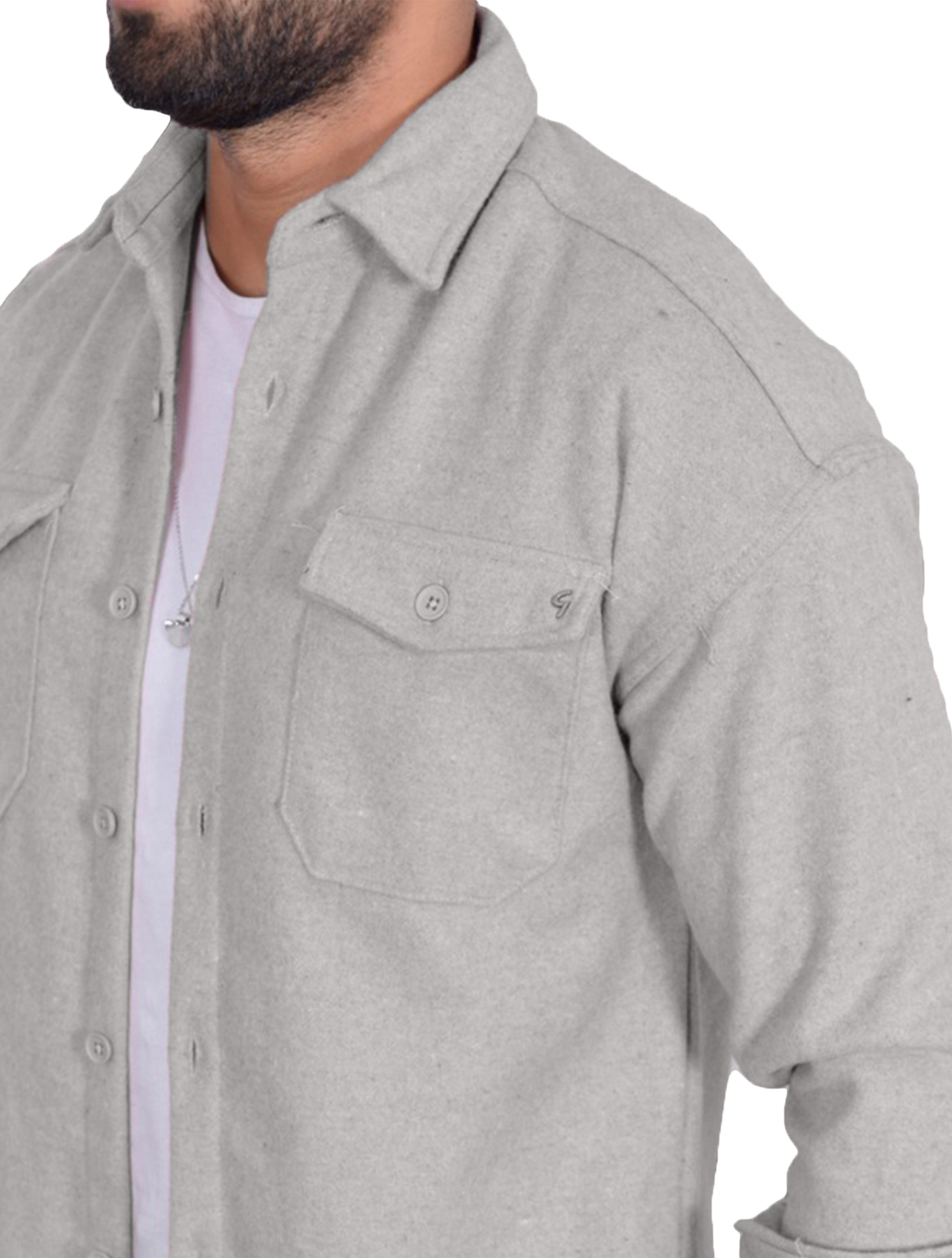 Megaman Jeans Langarmhemd Dickes Unifarben Hemdjacke Premium Freizeithemd – Bild 3 von 3
