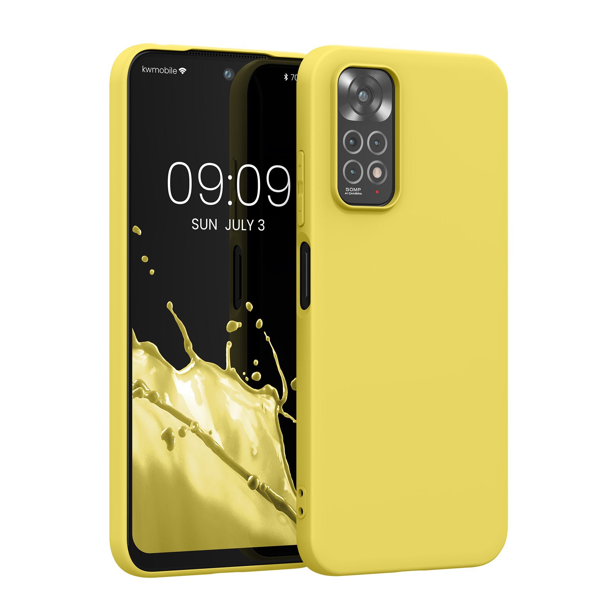 kwmobile Handyhülle Hülle für Xiaomi Redmi Note 11 / Note 11S, Hülle Silikon - Soft Handyhülle - Handy Case Cover - Strahlend Gelb