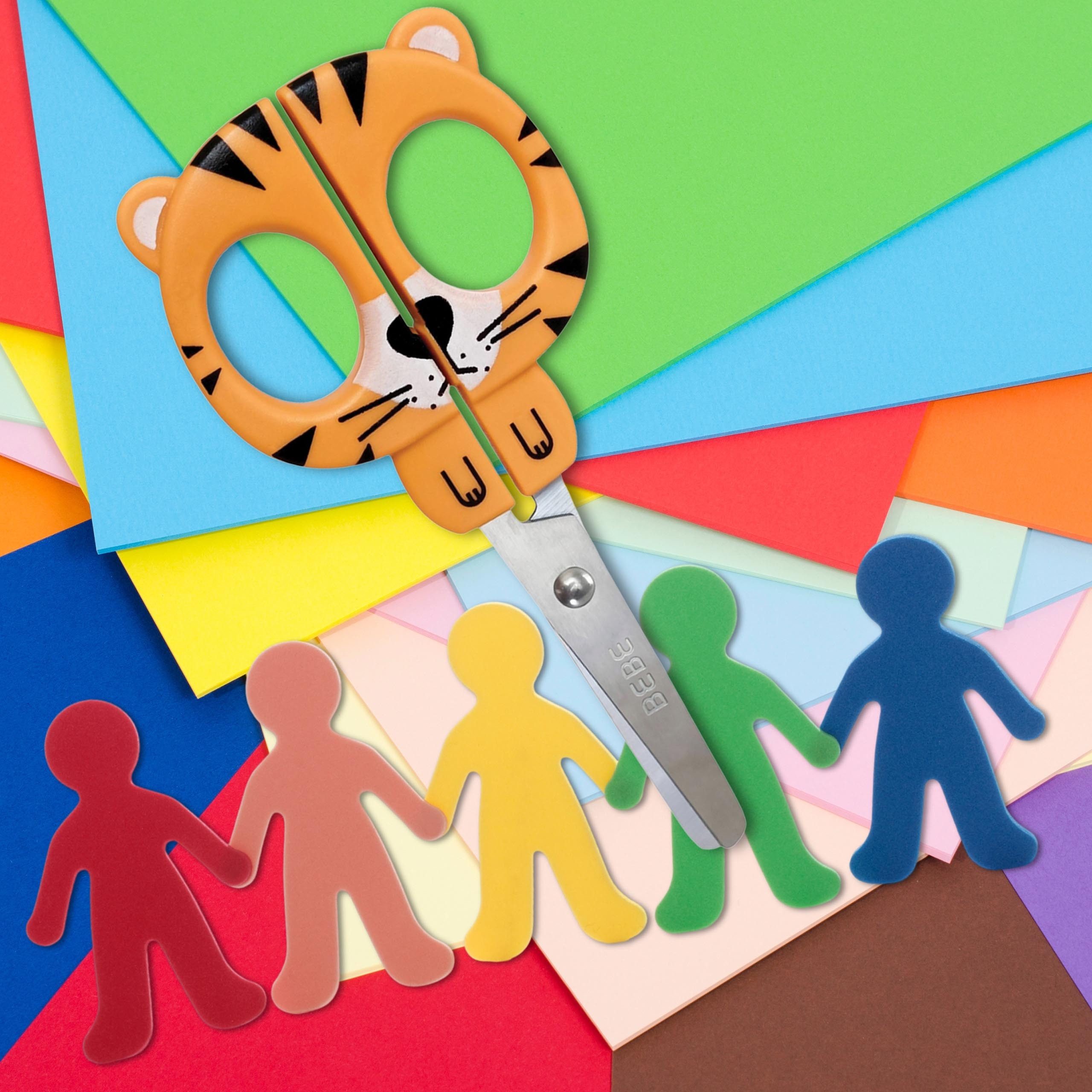 Sarcia.eu Papierscheren Kinderschere mit Tigergriff, schulkonform, SICHER BEBE Friends Boys 3+