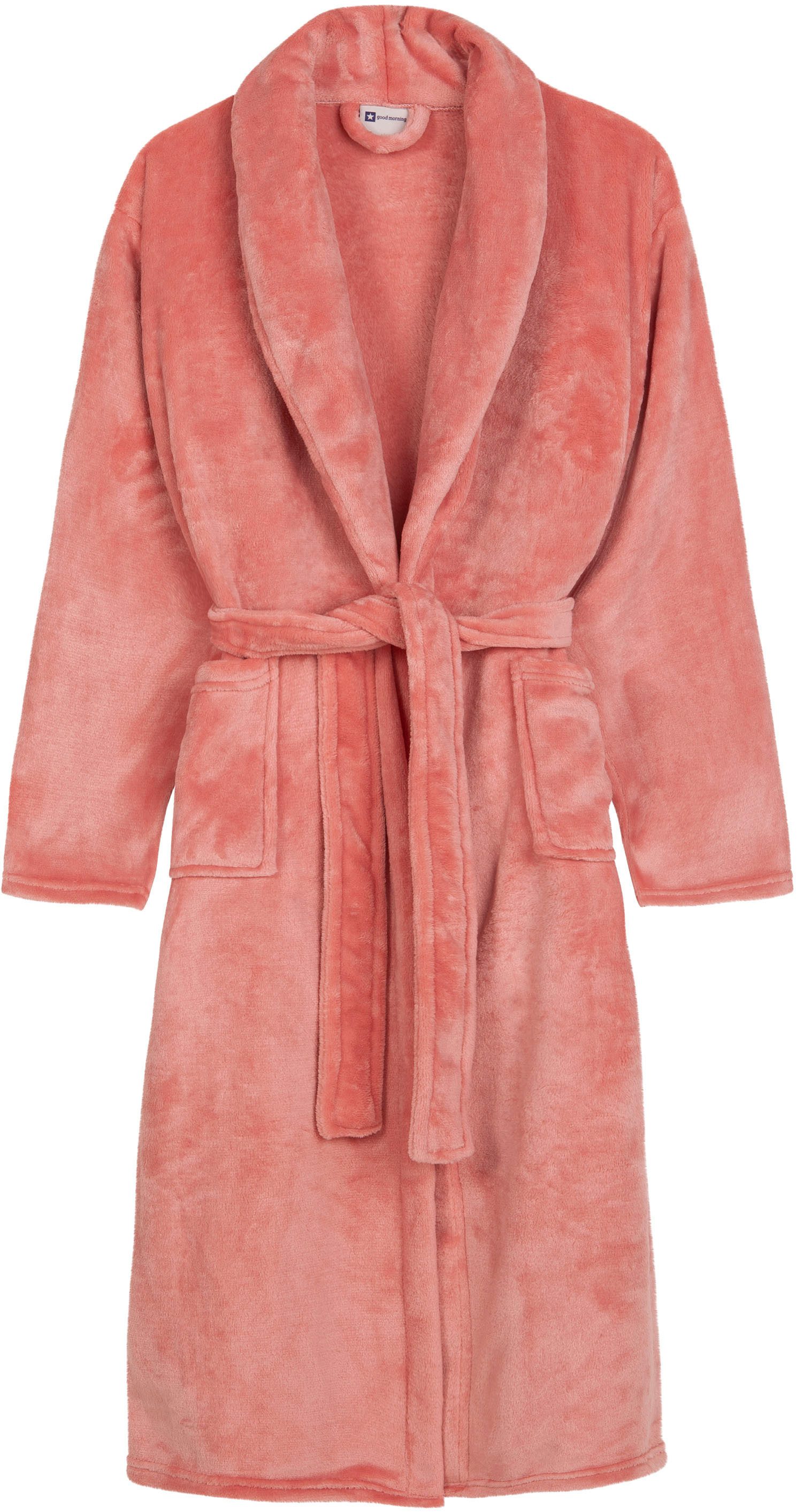 good morning Bademantel Good morning Bathrobe uni, Midilänge, Kunstfaser, Schalkragen, Gürtel, Schalkragen, Gürtel, Taschen, Damen & Herren, Velours, Glanz