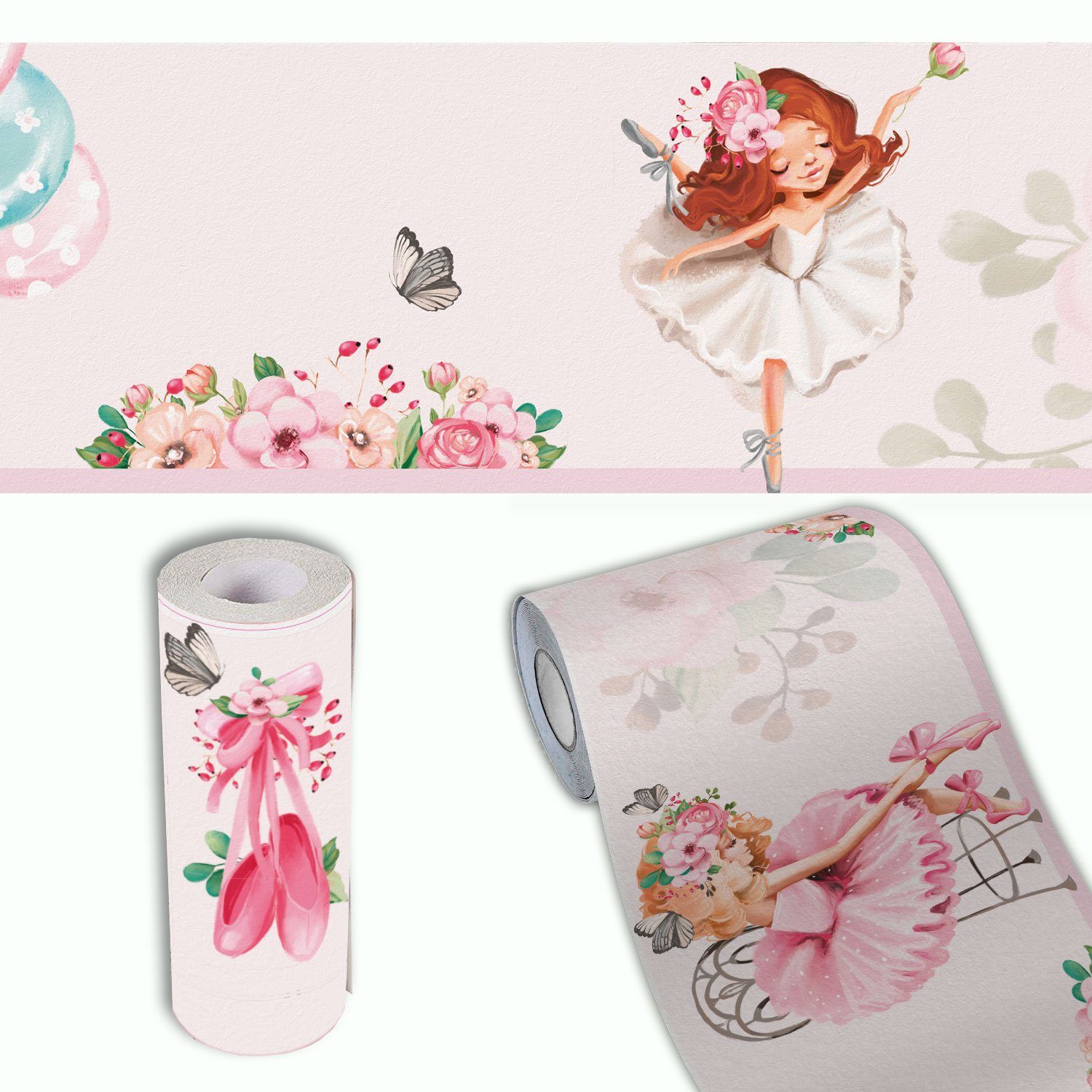 Sunnywall Bordüre Ballerina (Bordüre - 400 cm), Ballerina, (1 St), hochwertige 200 g/m² Vliestapete