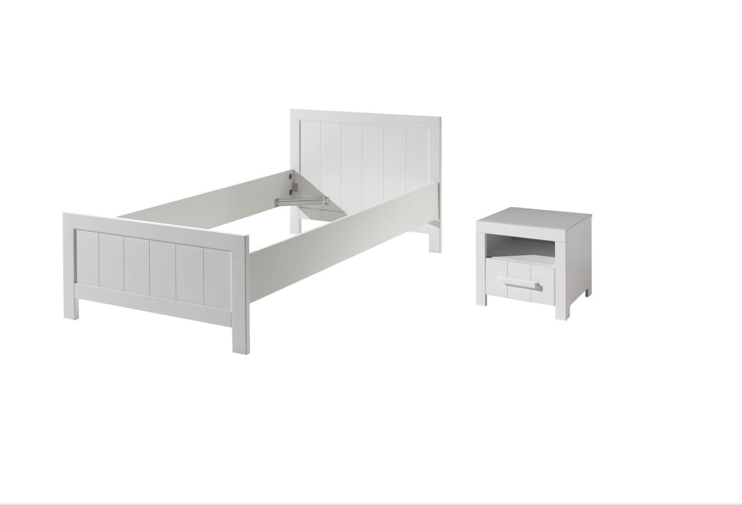 Jugendzimmer-Set aus Massiv Kiefer und MDF in Weiß.