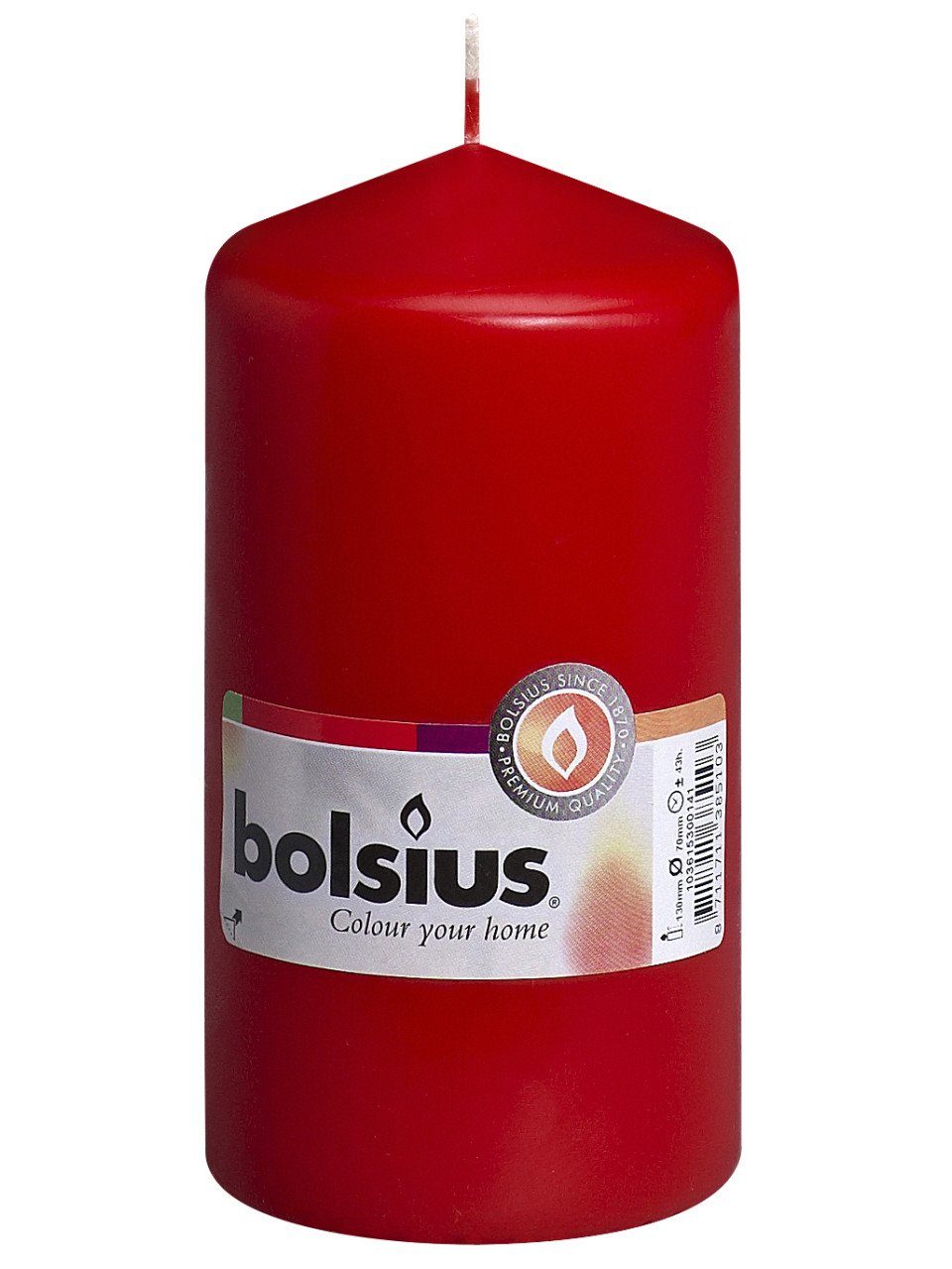 Bolsius Stumpenkerze Bolsius Stumpenkerze rot, Höhe 13 cm, Ø 6,8 cm