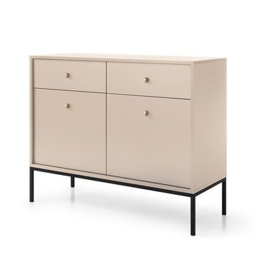 Lomadox Wohnwand MALAGA-160, (3-St., 3-tlg), in sandbeige, Fußgestell schwarz, goldene Griffe