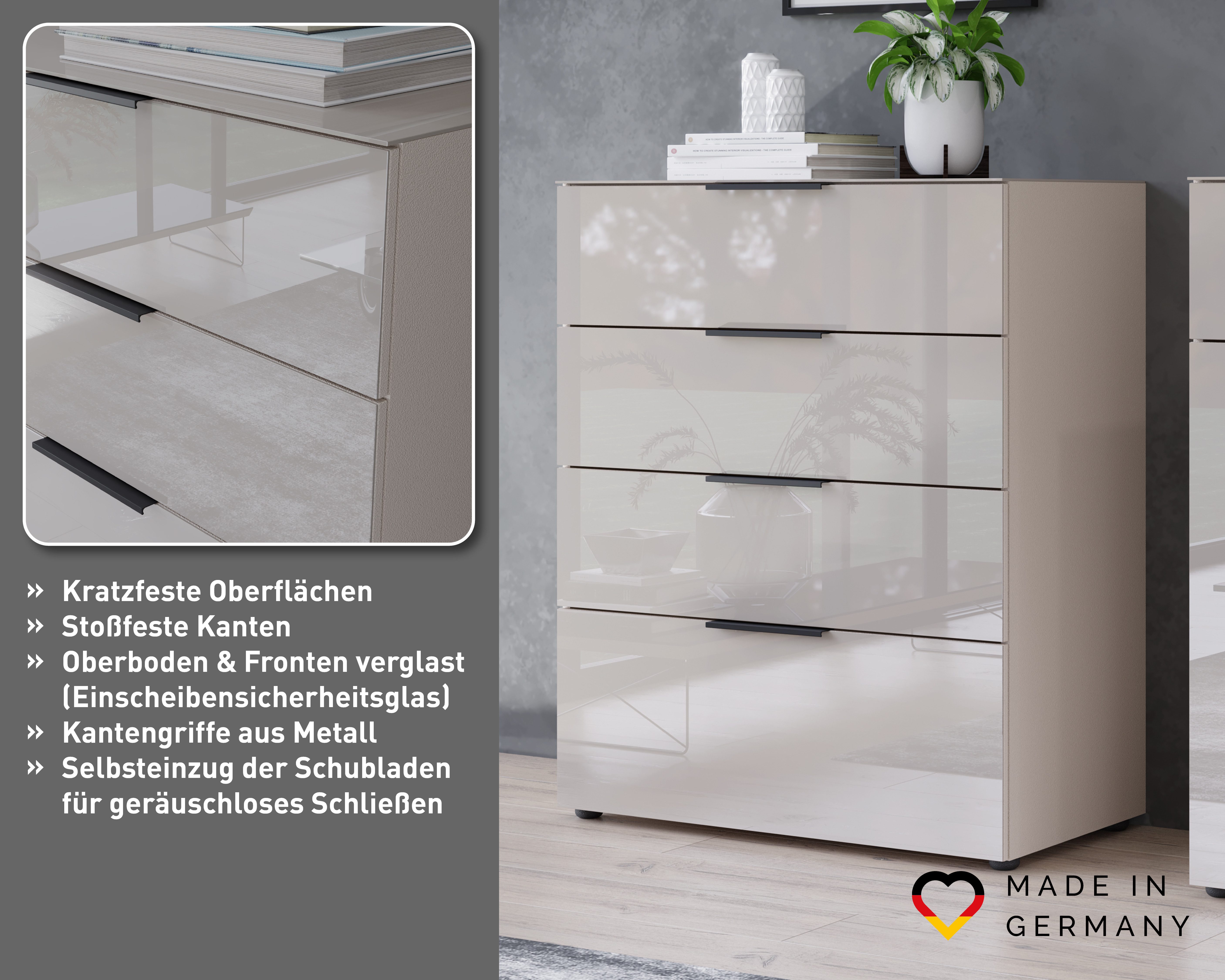 GERMANIA Kombikommode Oakland mit Glasauflagen, Breite 83 cm, mit Schubladen, in vers. Varianten