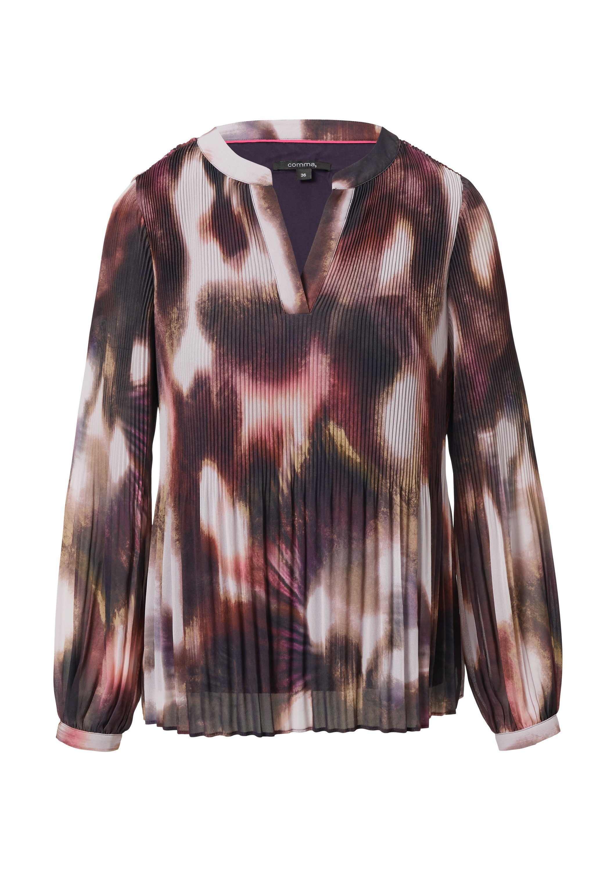 comma Langarmbluse Bluse Tunika-Bluse aus plissiertem Chiffon günstig online kaufen