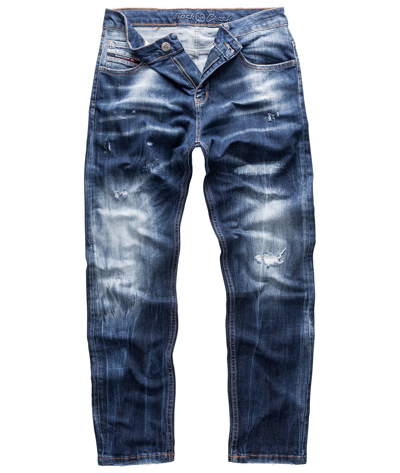 Regular-fit-Jeans Herren Jeans Stonewashed Dunkelblau RC-3104