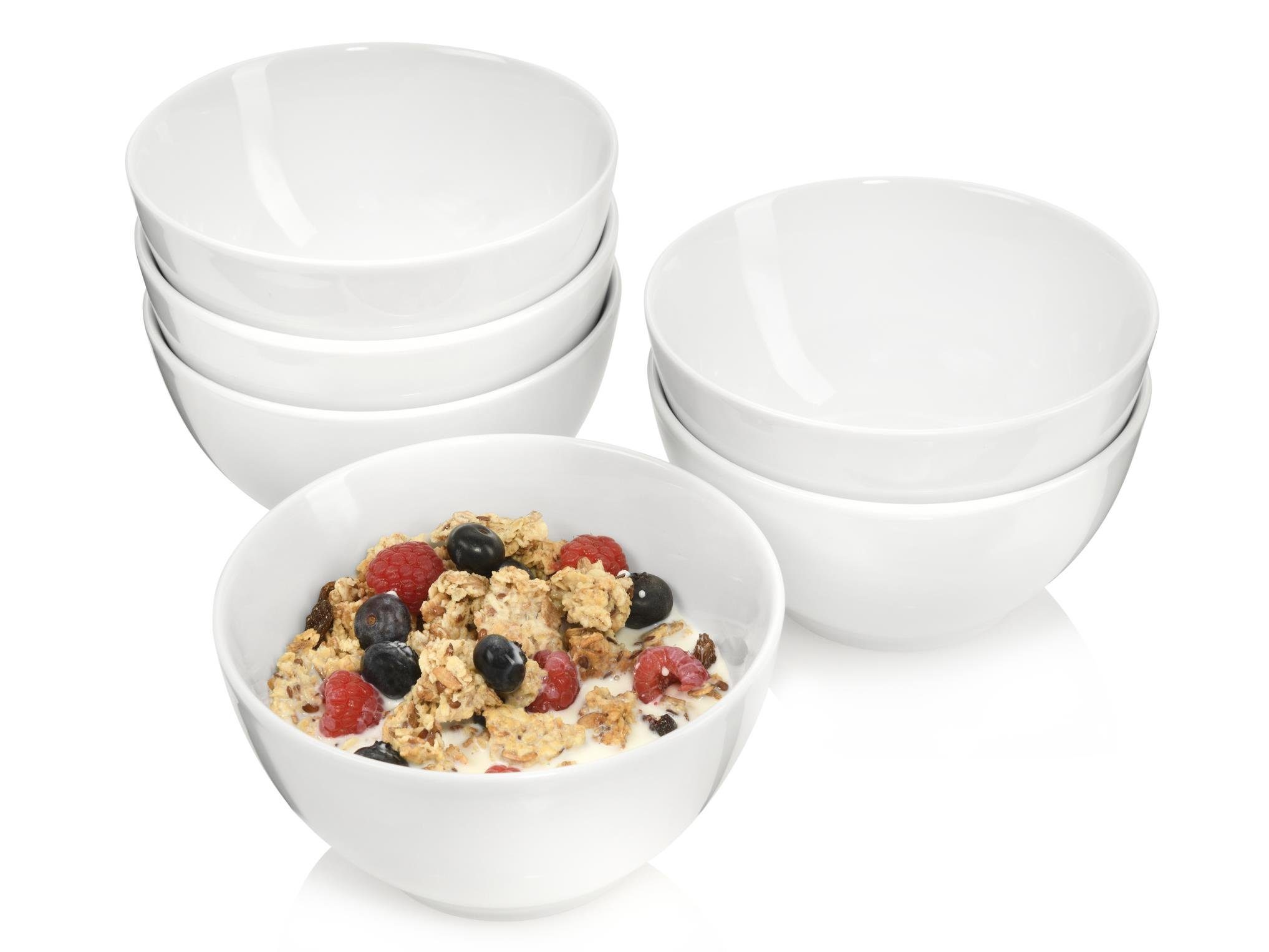 SÄNGER Müslischale Sunfort Schalen Set, Weiß, Porzellan, (Set, 6-tlg), rundes Design, 550 ml, Premium Collection