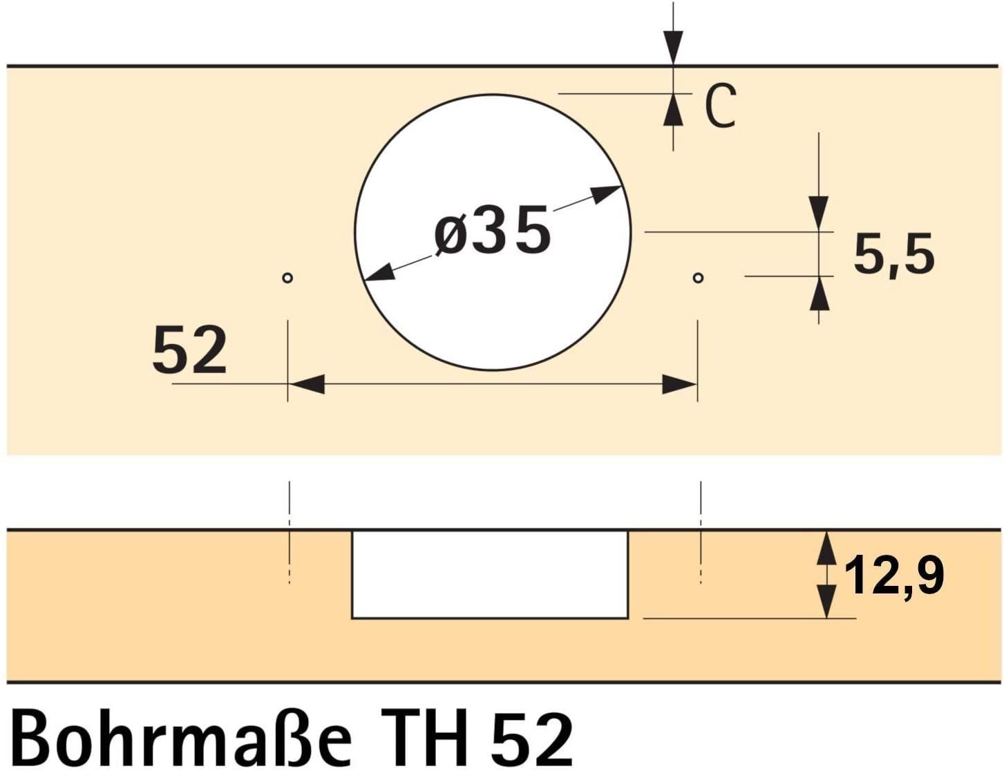 (1 Eckanschlag Automatikscharniere, Möbelbeschlag 8645i Dämpfung, Aufklipstechnik 110° St), integrierte HETTICH Sensys von TH52 SO-TECH®