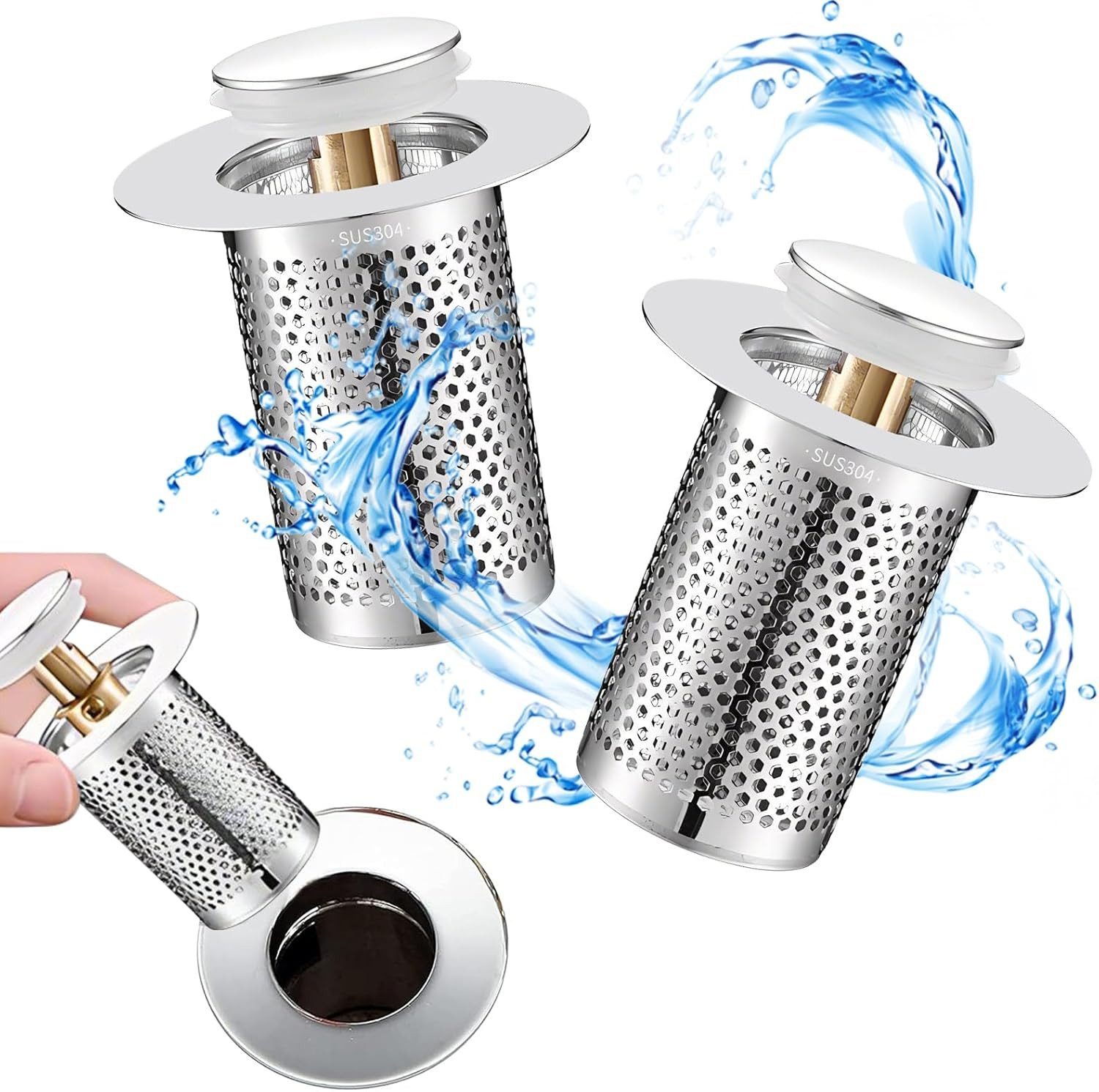 BlingBin Waschbeckenstöpsel Abflussfilter Edelstahl Waschbecken Stöpsel günstig online kaufen