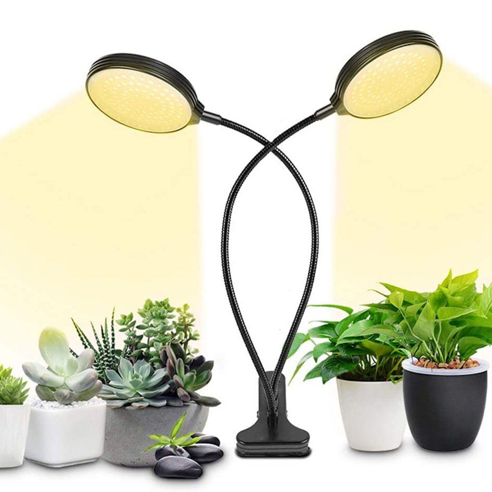 Timer, Pflanzenlampe Vollspektrum Rosnek (4000K), sonnenähnliches Sonnenähnliches Vollspektrum, Clip, dimmbar, 1/2/3/4 für wasserdicht Zimmerpflanzen, Sonnenlicht Köpfe, ein