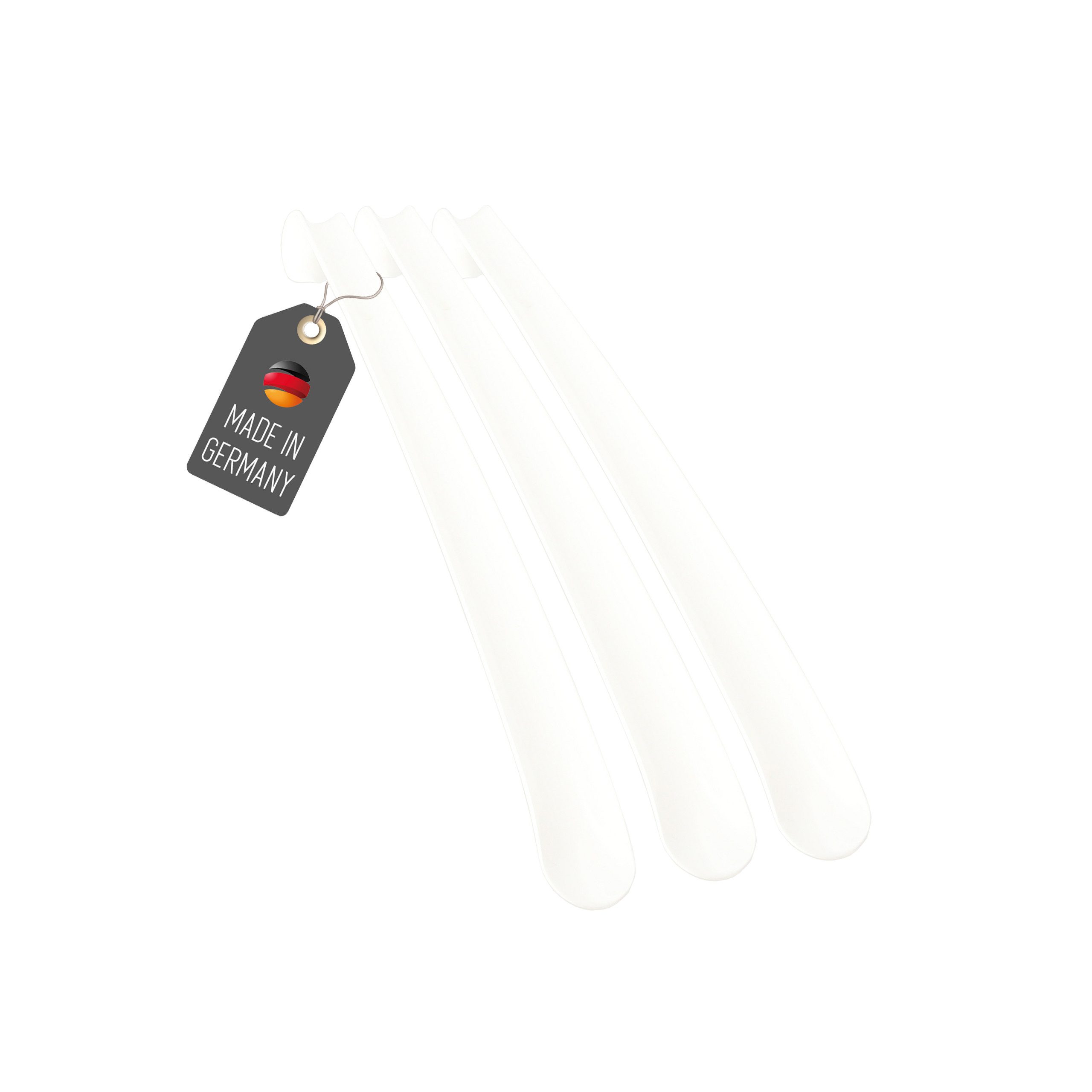 Lantelme Schuhlöffel 3 Stück Set 50cm Kunststoff stabiler Schuhanzieher Schuhanziehhilfe (3-tlg), Deutsche Herstellung, Rückenschonend, Für Erwachsene und Kinder