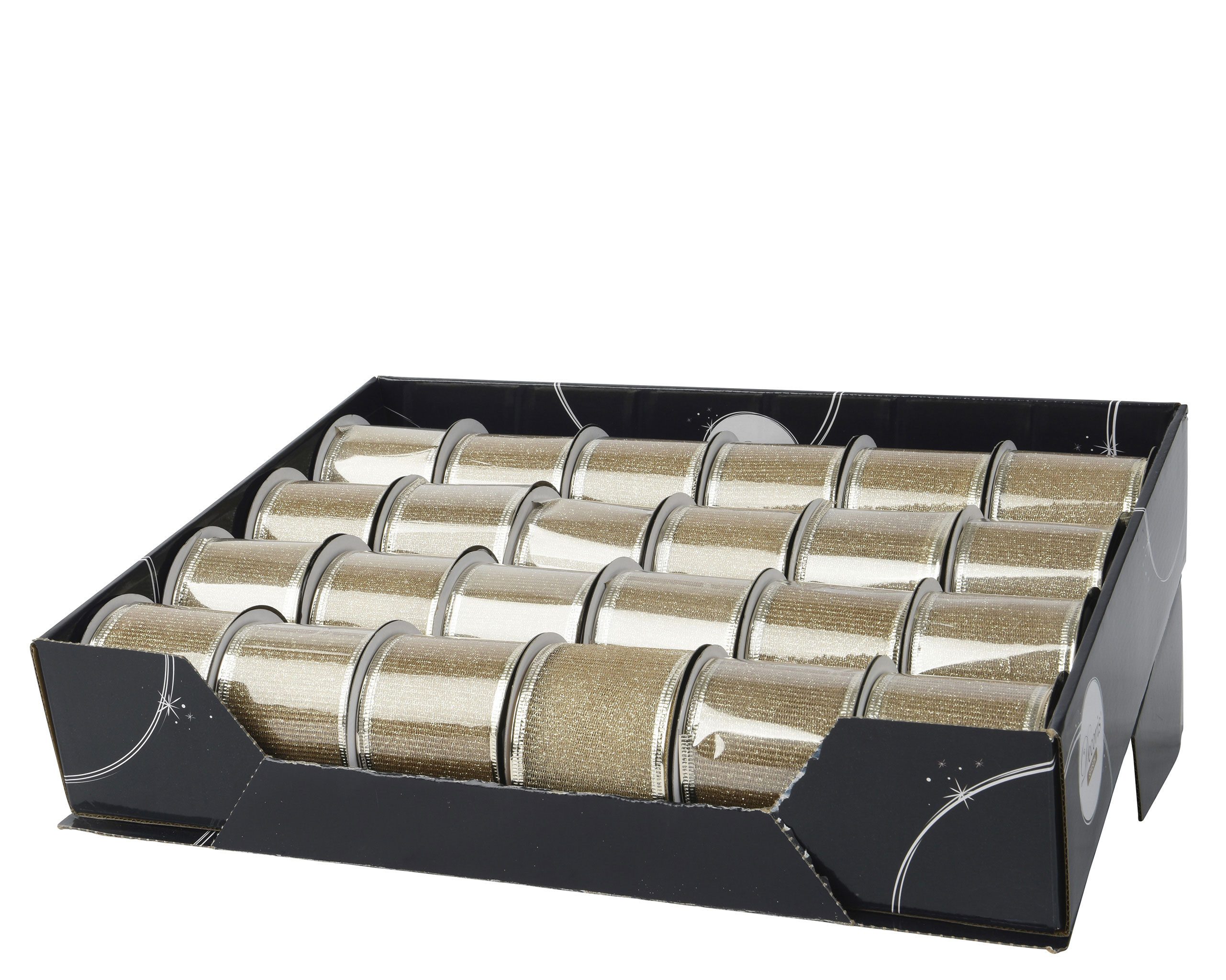 Kaemingk Geschenkband, Glitzerband 63mm x 2,7m Rolle Perle