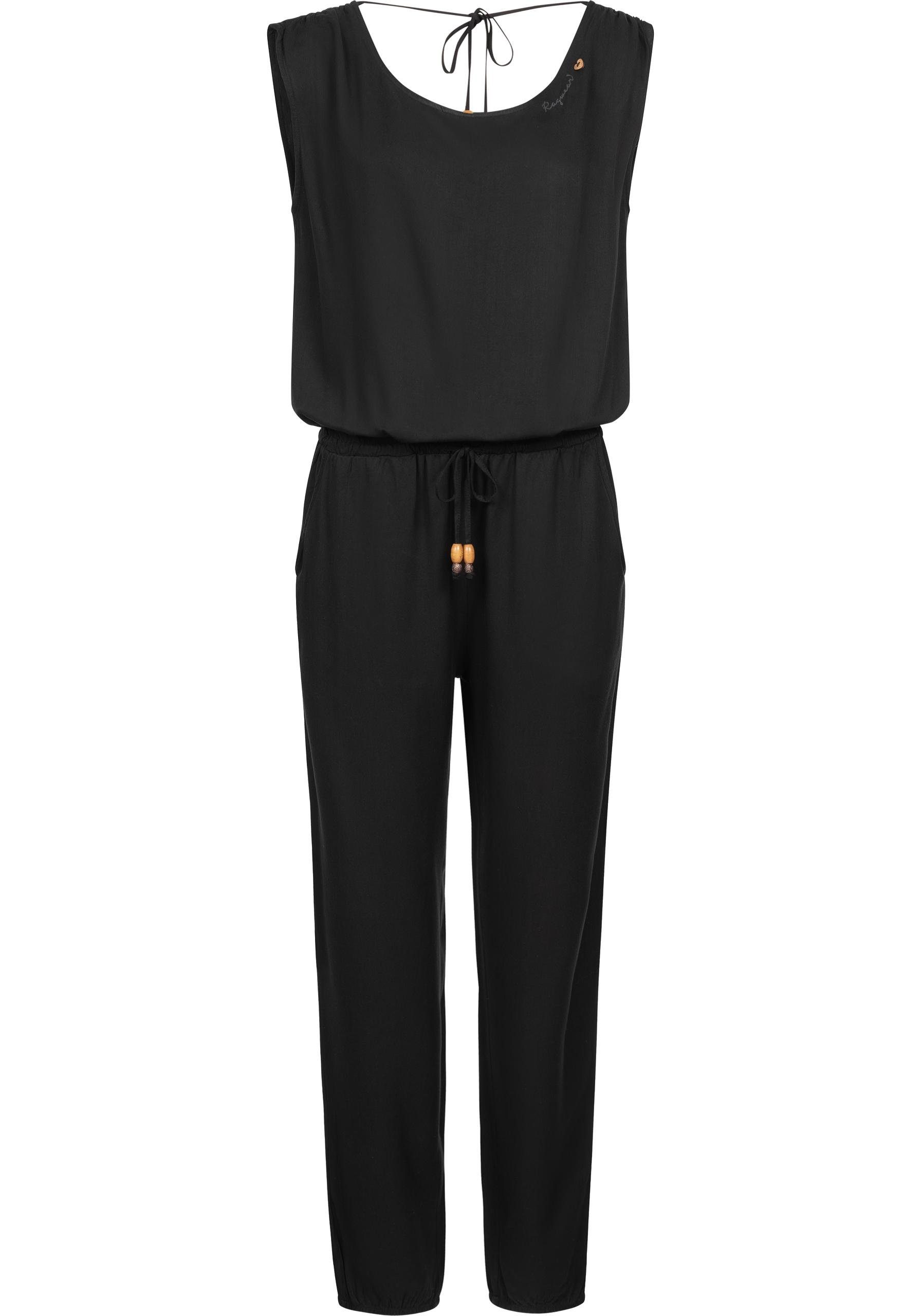 Ragwear Jumpsuit Noveel schicker, langer Damen Overall mit Bindeband black