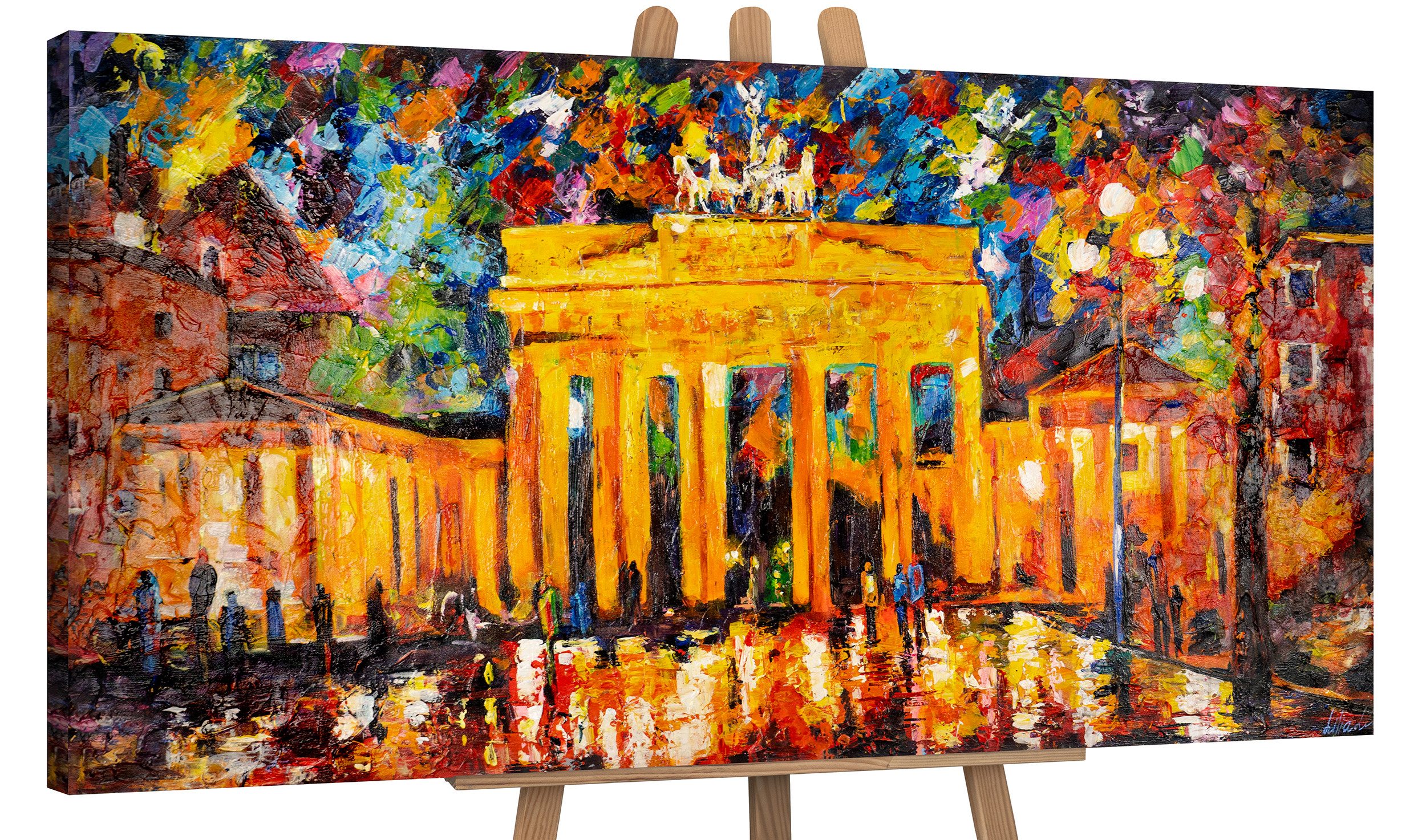 YS-Art Gemälde Brandenburger Tor, Architektur, Leinwand Bild Handgemalt Ber günstig online kaufen
