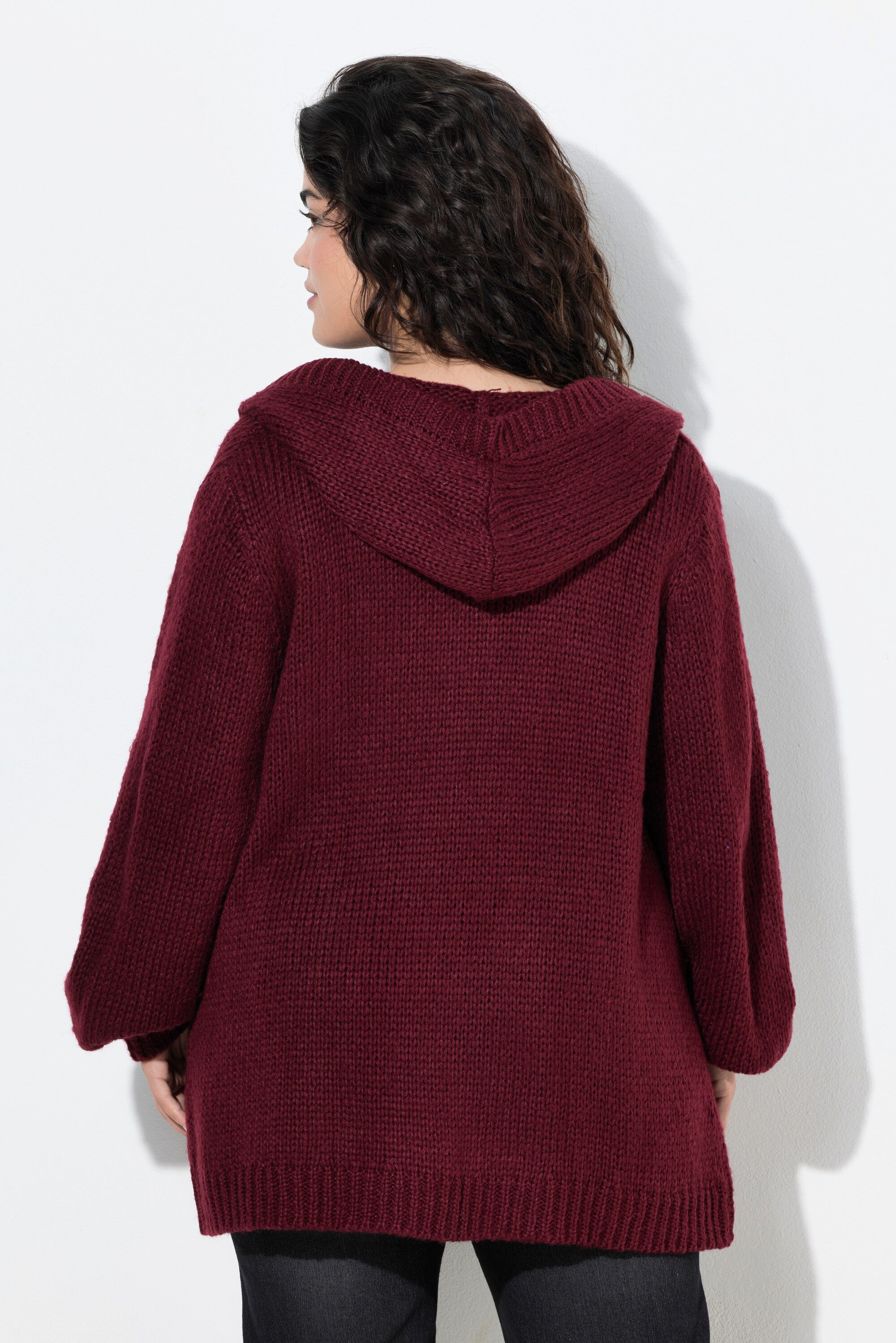 Angel of Style Strickjacke Kapuzen-Strickjacke Straight Fit Ballon-Langarm