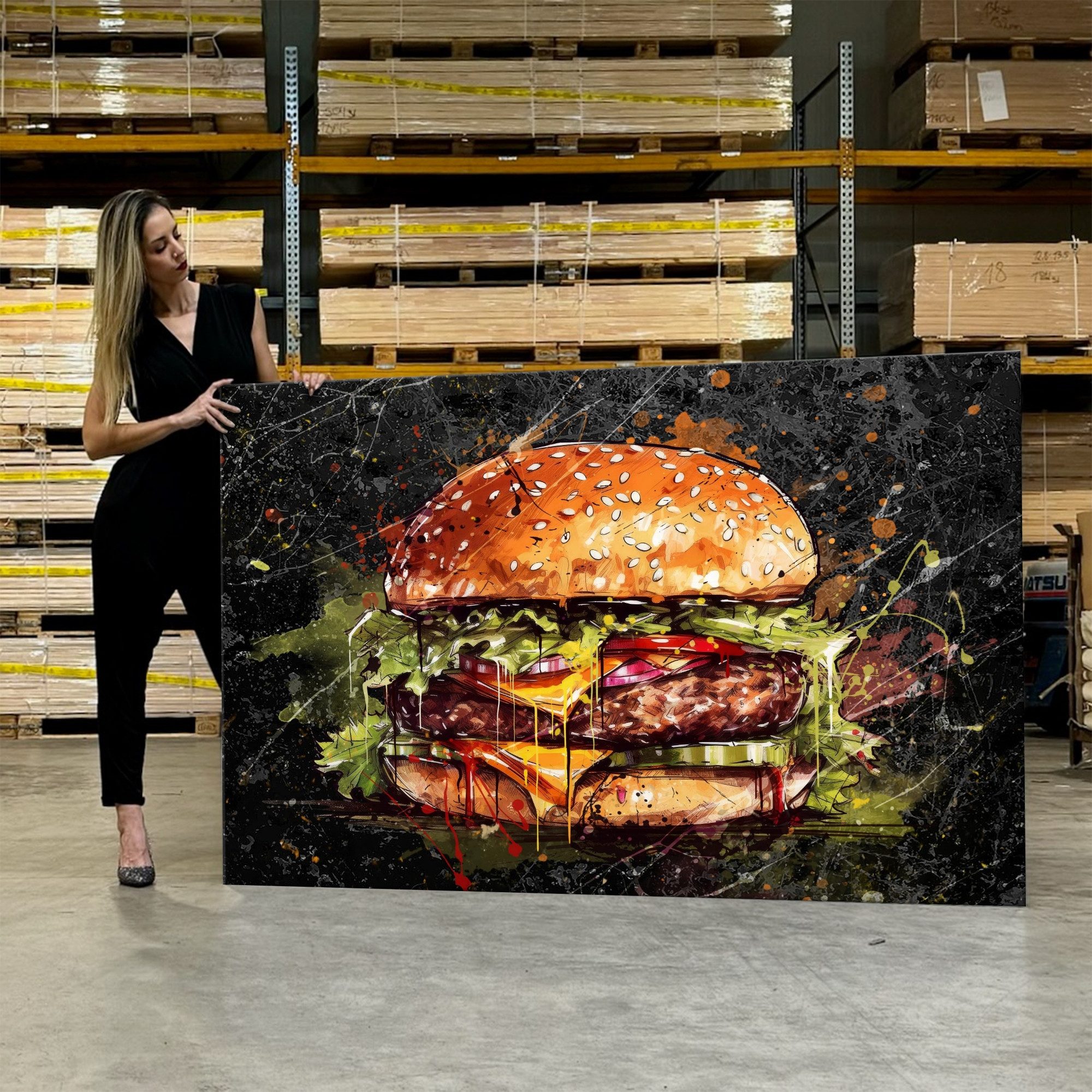 Artmazing Leinwandbild The Burger, The Burger, gesp. auf FSC Echtholz-Keilrahmen, in versch. Größen