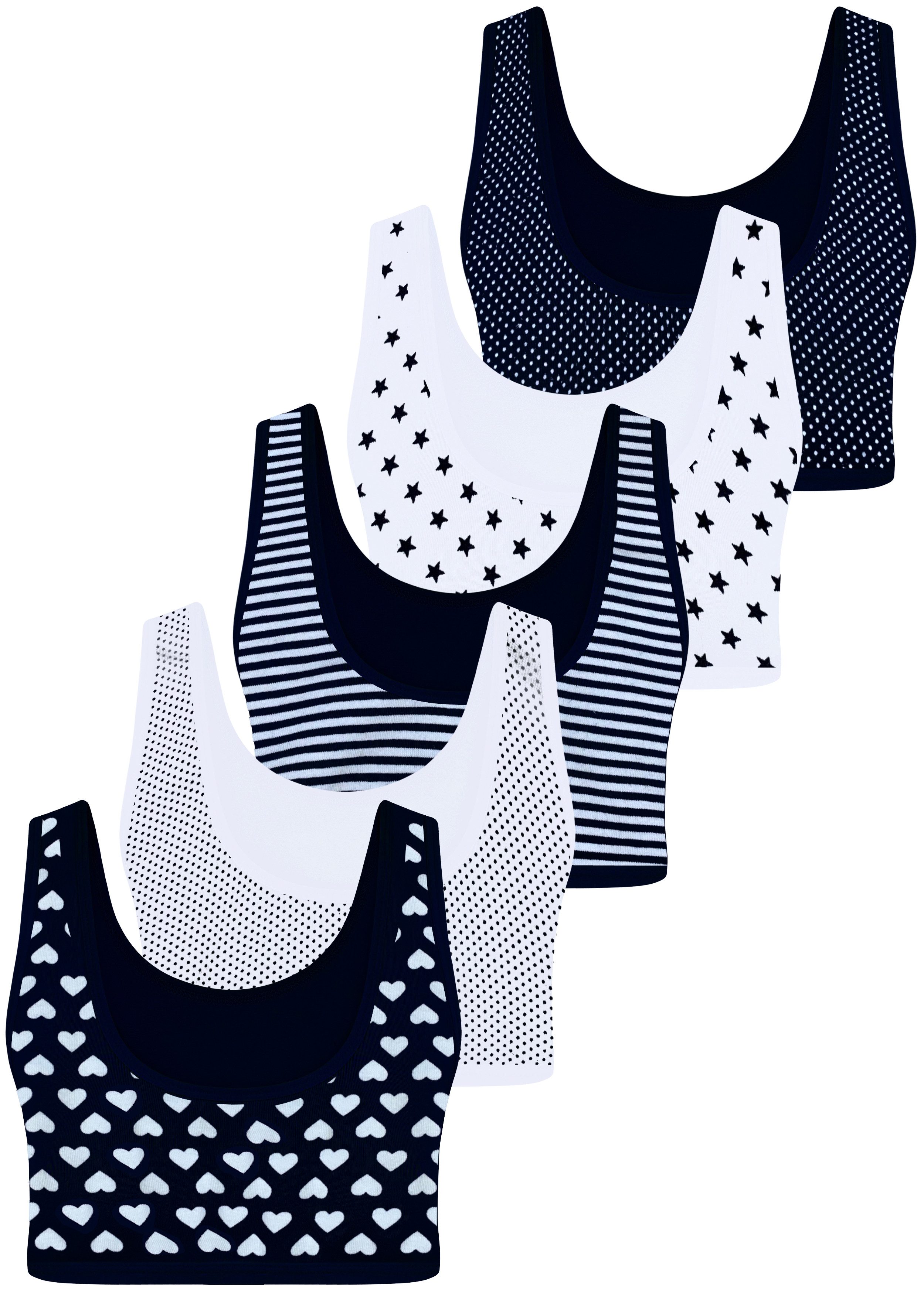 LOREZA Bustier 5 Mädchen Bustier Baumwolle Unterwäsche Sport BH 128-170 (Set, 5-tlg., 5er-Pack)