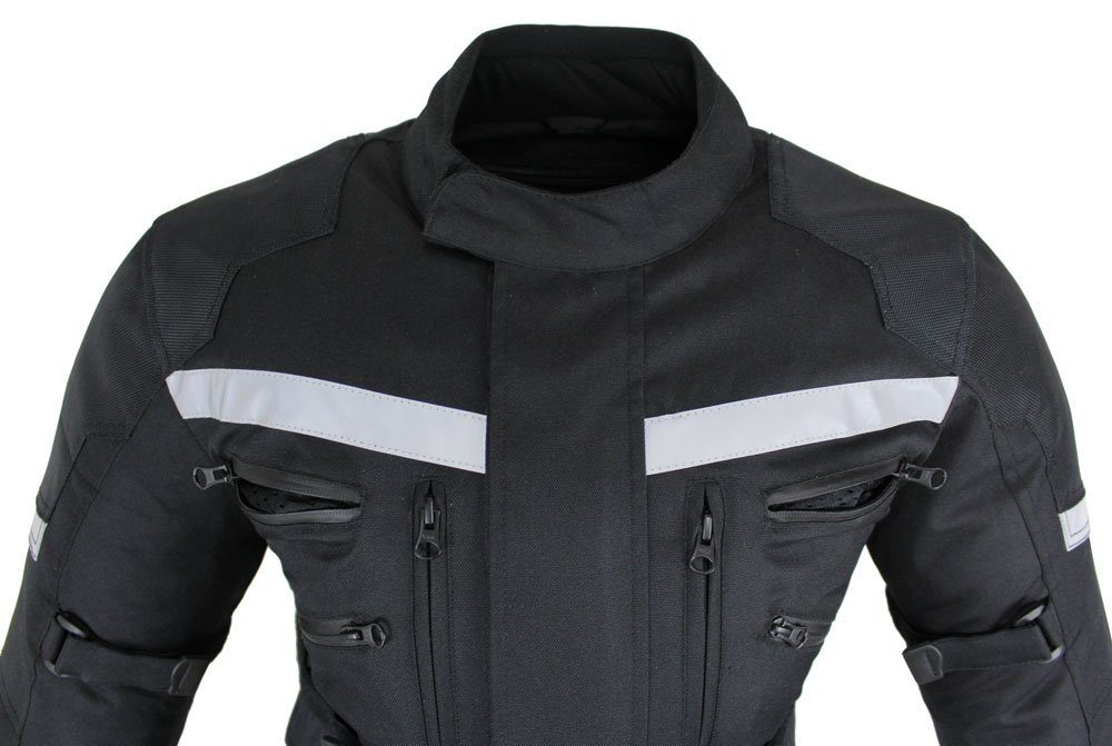 Motorrad-Sommerjacke In Schwarz, Gr. XL – Mit CE-Protektoren, Winddicht & Atmungsaktiv, Ideal Für Touring & Enduro