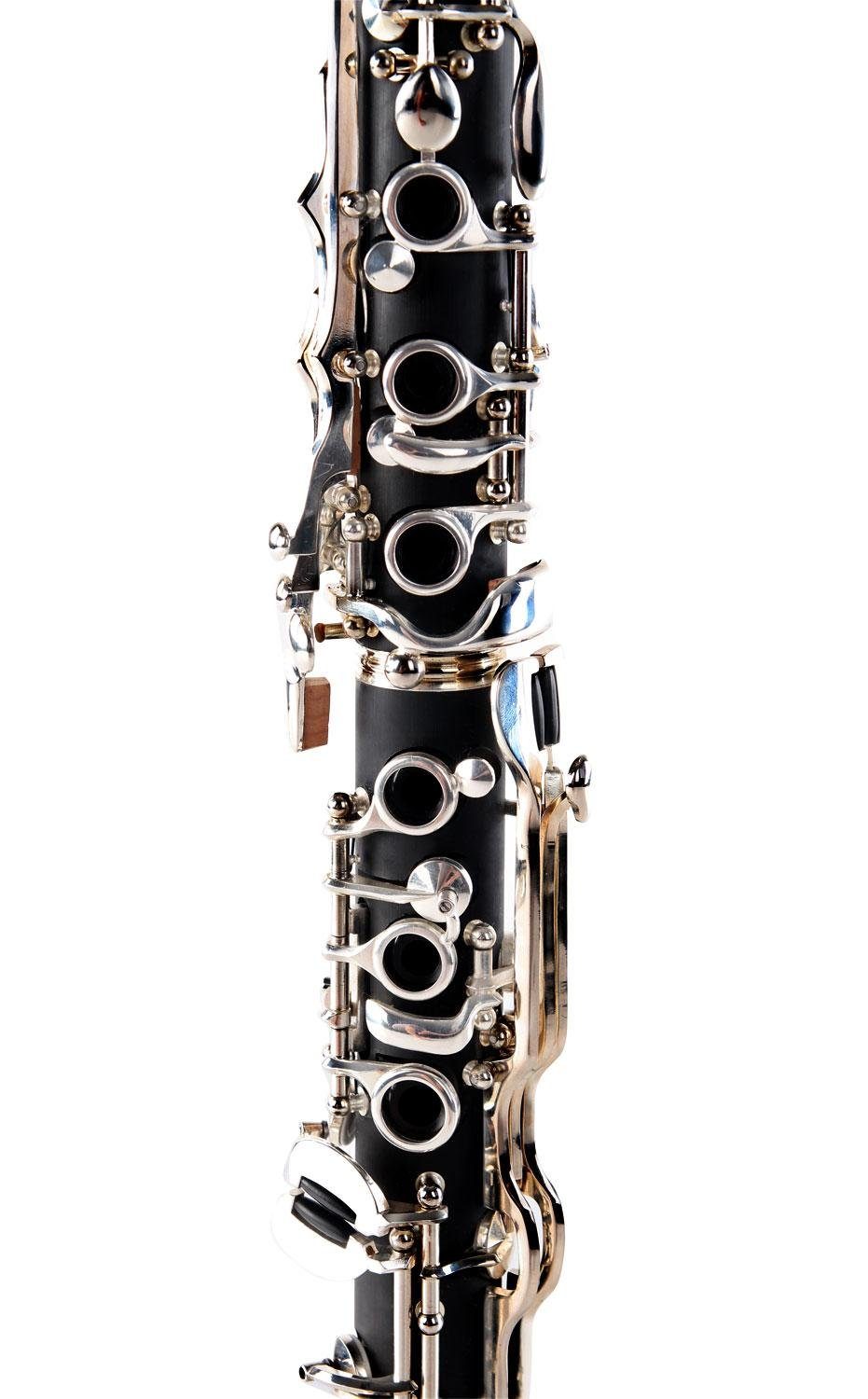 Classic Cantabile Klarinette CLK-20 Komplett Set - aus ABS Kunststoff Bb Deutsch, 20 Klappen, 6 Ringe - Ebonit-Korpus in Echtholzstil