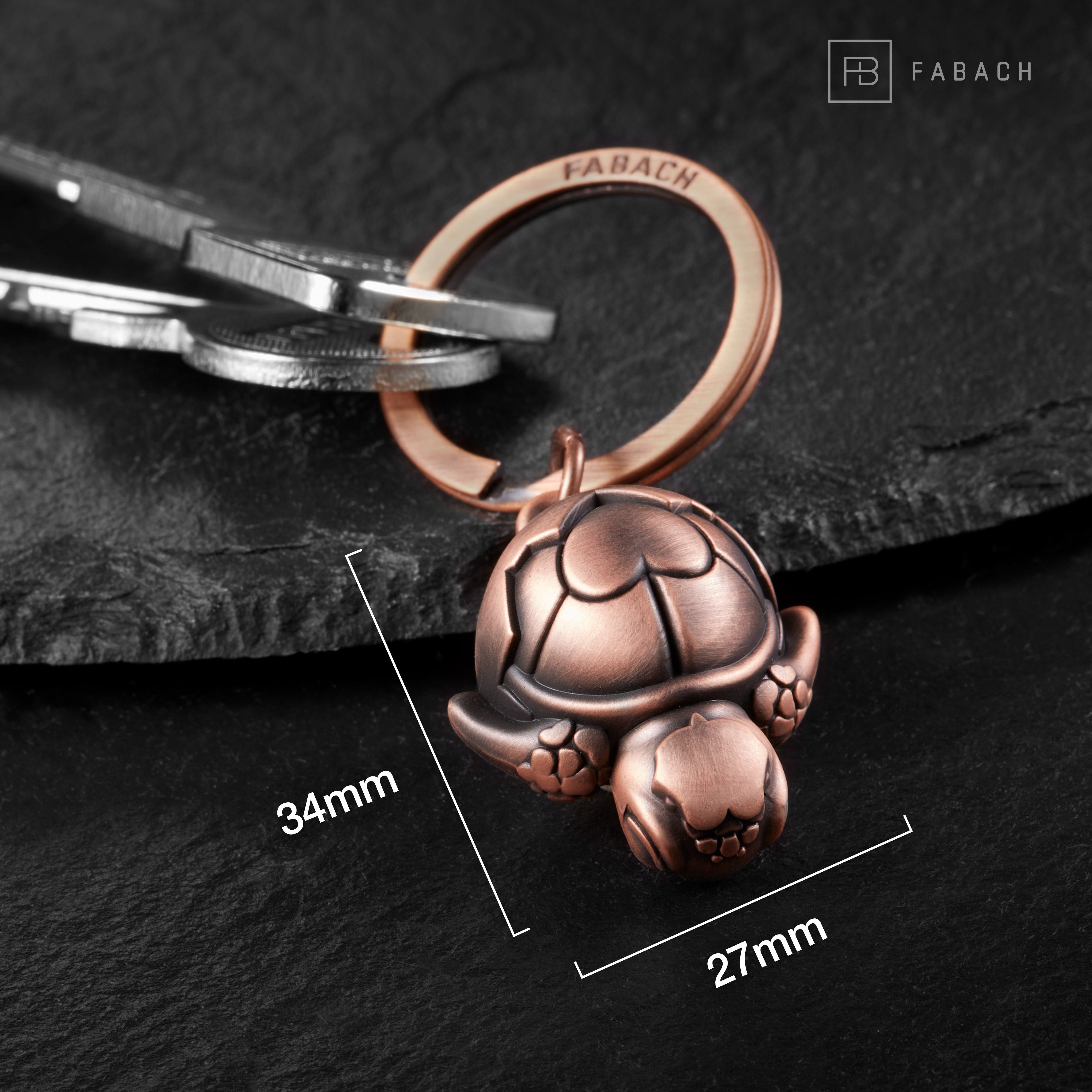 Herz Gravur mit FABACH und Glücksbringer Geschenk - Roségold Baby Shelly Schlüsselanhänger Antique Schildkröte