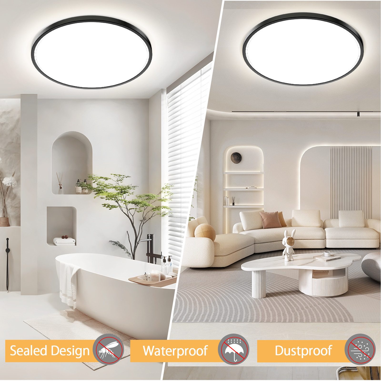 POPOLIC LED Deckenleuchte 24W 6000K/4000K/3000K, Deckenlampe 3 Farbtemperat günstig online kaufen