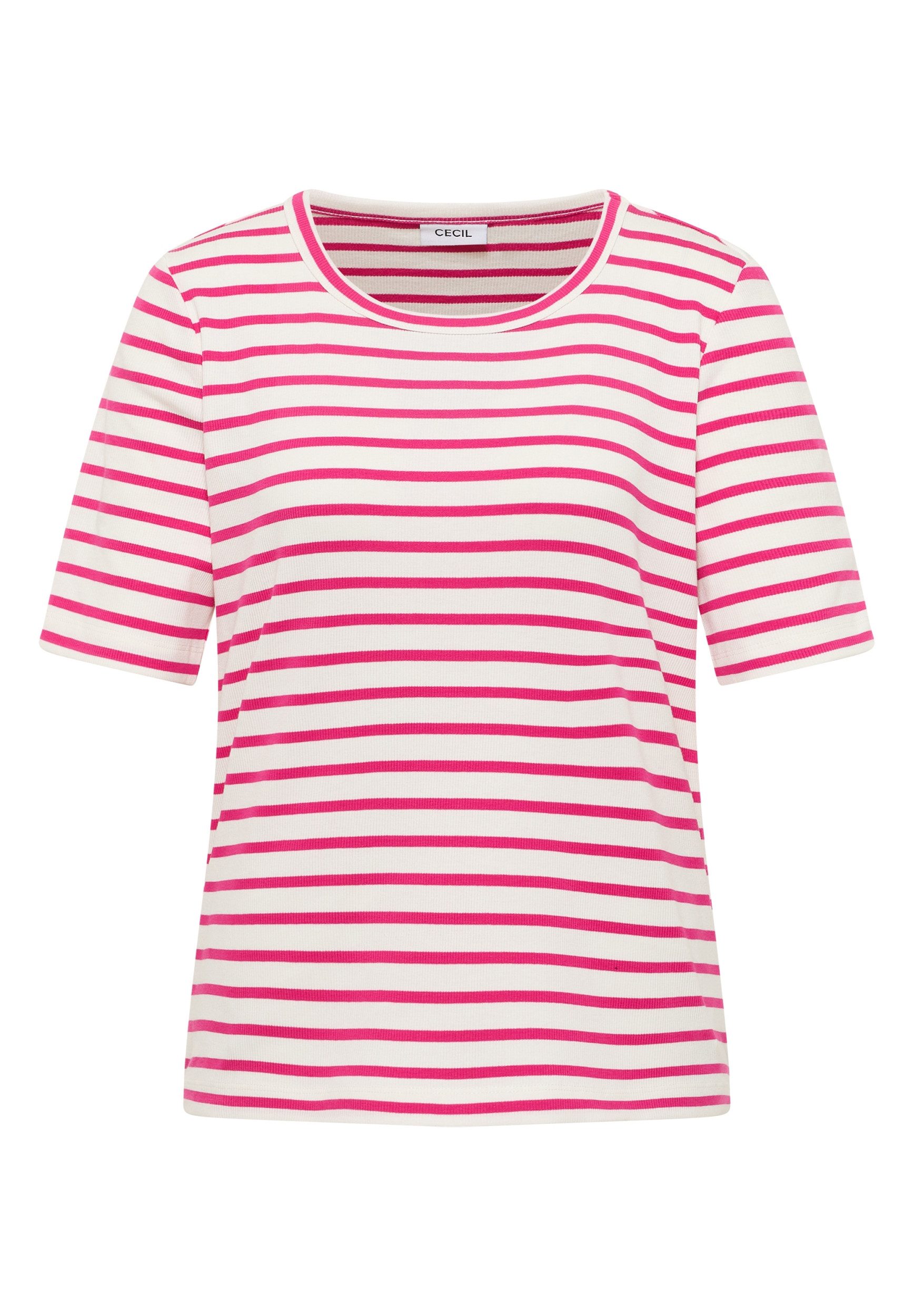 CECIL Kurzarmshirt Basic Stripe Rib Shirt günstig online kaufen