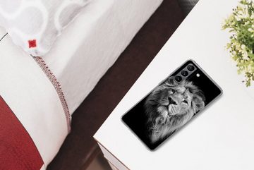 MuchoWow Handyhülle Löwe - Porträt - Schwarz - Weiß, Phone Case, Handyhülle Samsung Galaxy S21 Plus, Silikon, Schutzhülle