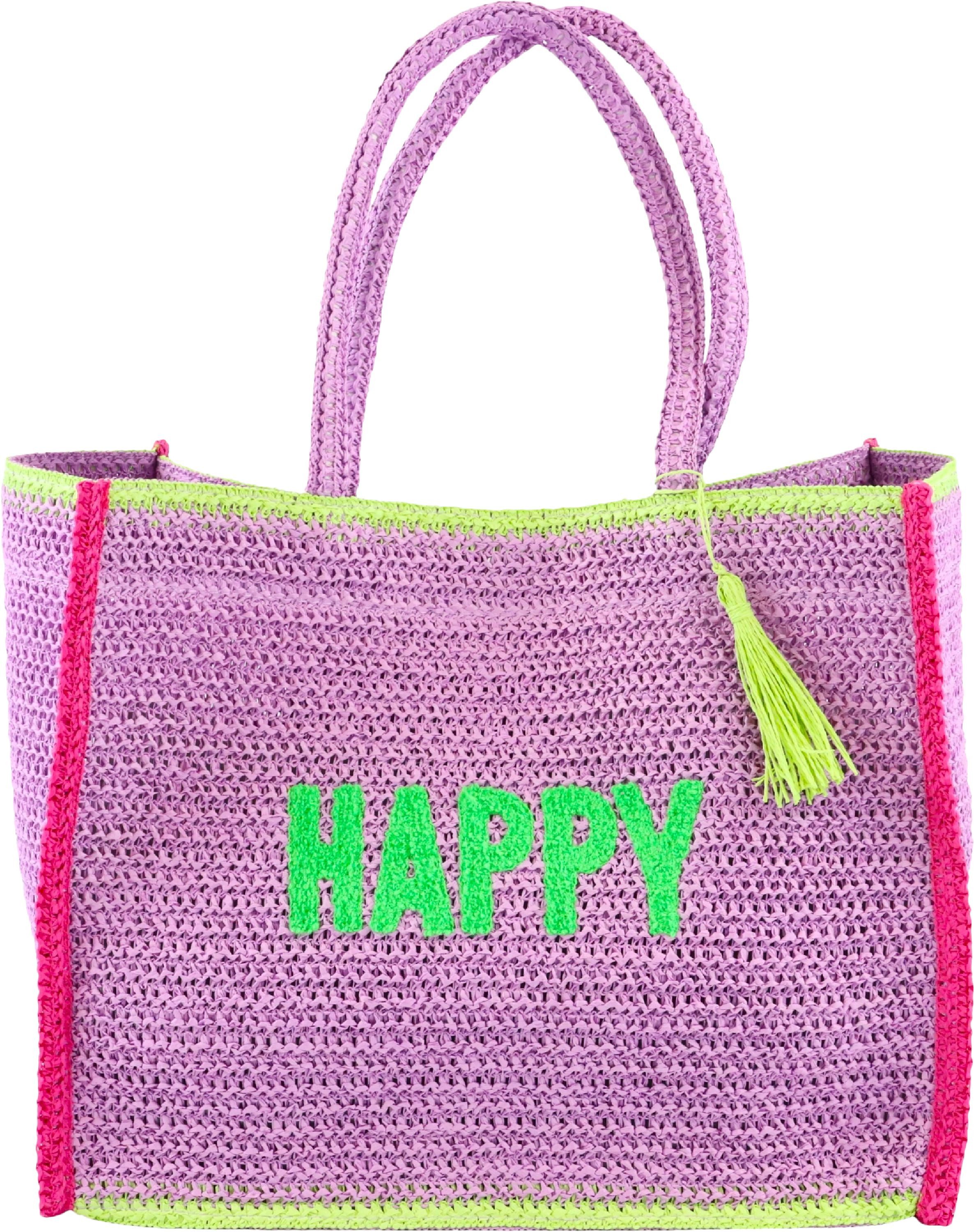 FURNARO Shopper, Geflochtene Struktur mit Quaste