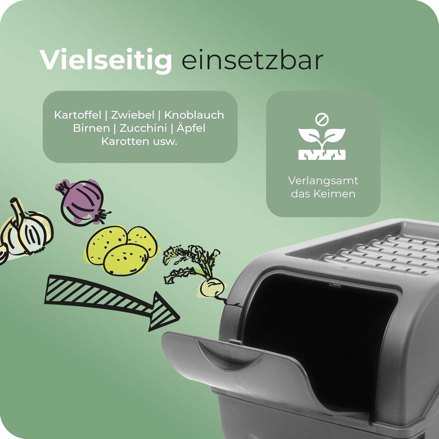 Novaliv Aufbewahrungsbox 19710-3xStuck (3 St), Kartoffel Aufbewahrungsbox 3x klein 3,5L ANTHRAZIT GRAU Zwiebelb – Bild 4 von 5