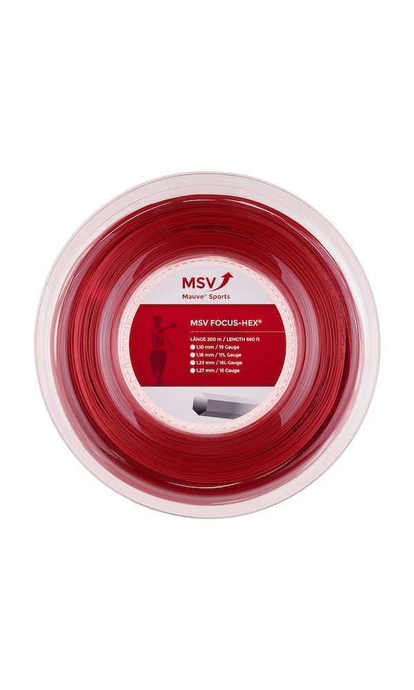 Tennissaite Focus Hex (Haltbarkeit+Spin) rot 200m Rolle