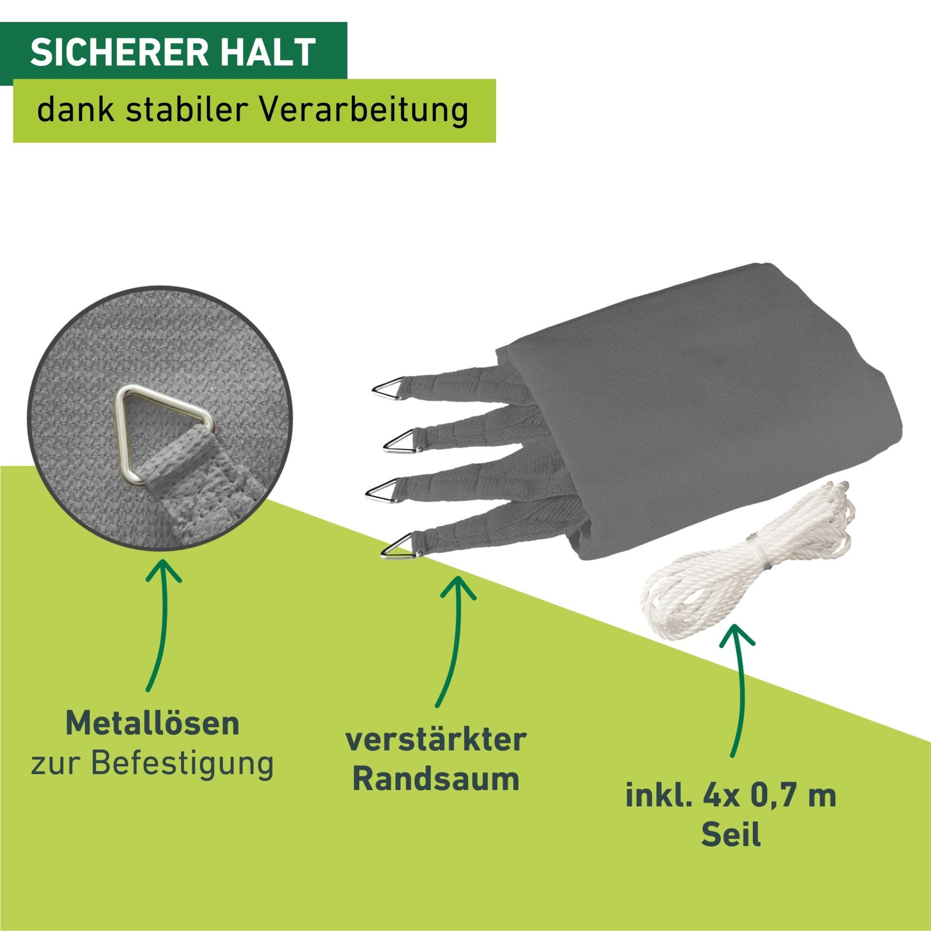 Windhager Sonnensegel Capri Rechteck, 3x4m, grau