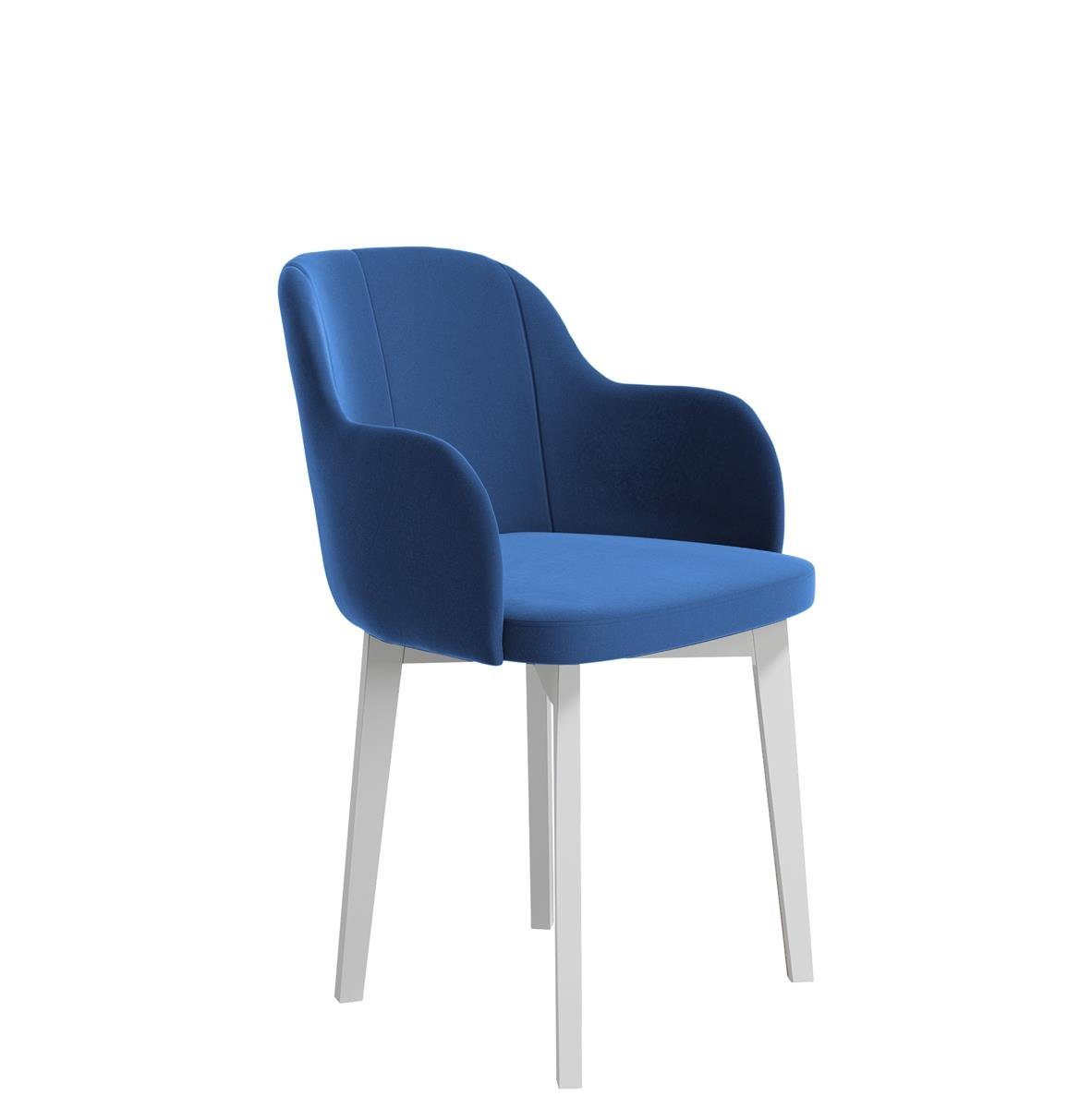 Beautysofa Polsterstuhl Relax (aus Veloursstoff), Stuhl für Wohnzimmer oder Büro, Relaxstuhl mit Holzbeine Blau (riviera 81) | Polsterstühle