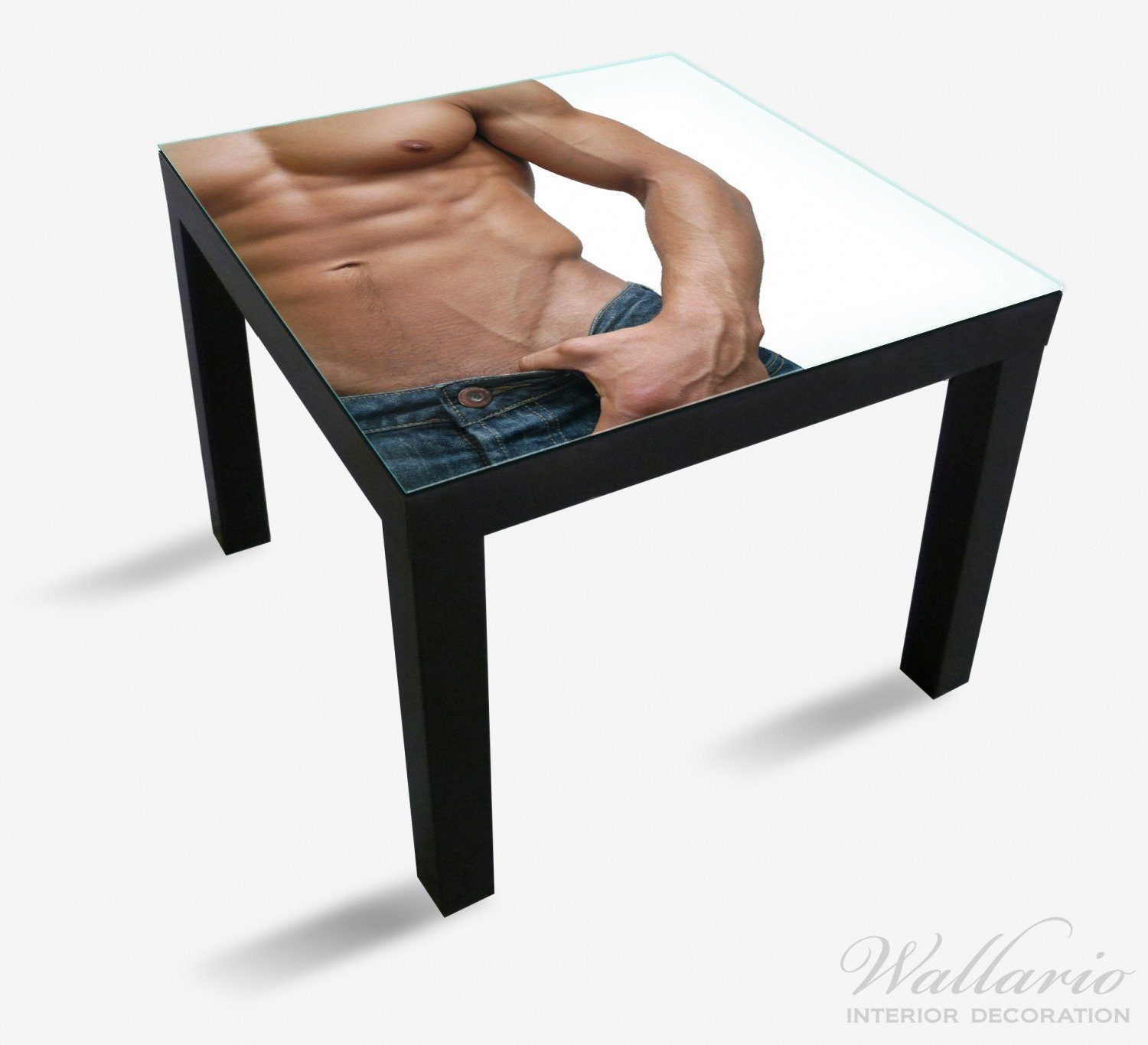 Tisch St), Halbnackter für Lack mit Ikea geeignet Mann Jeans Tischplatte Wallario (1