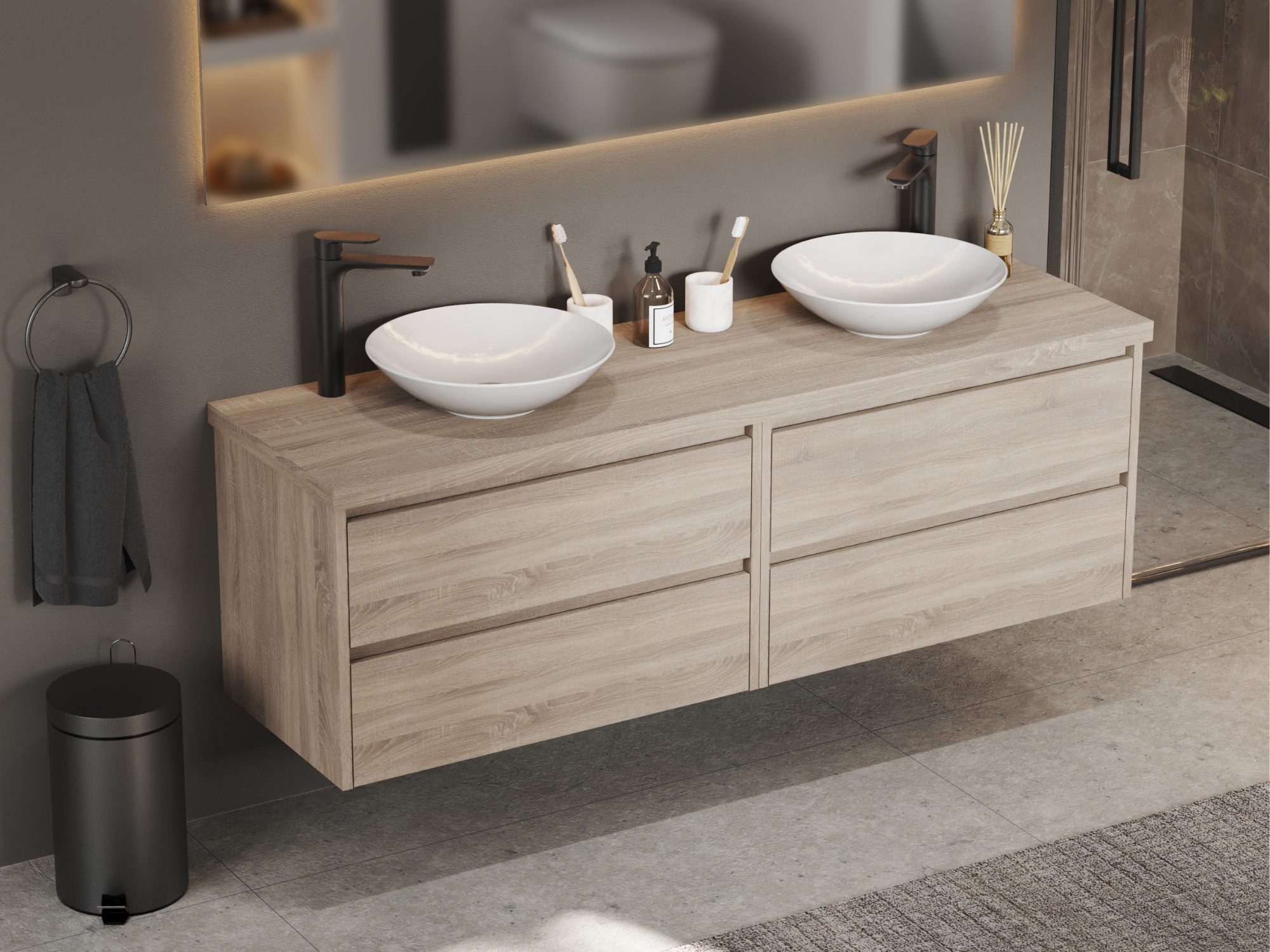 Aqua Bagno Badmöbel-Set mit 2 Waschbecken günstig online kaufen