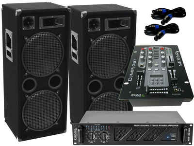DSX DSX PA-SET 50 Power Ibiza Anlage DJ 3Wege 4 x 30 cm Bass USB Musikanlage 3000 Watt Party-Lautsprecher (1000 W)