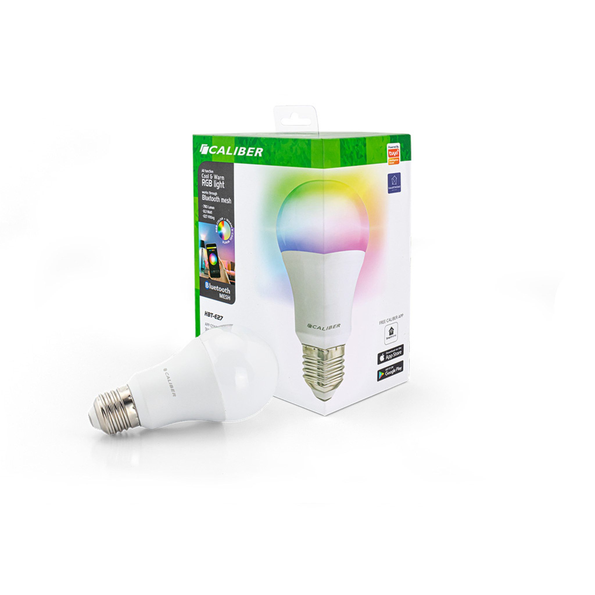 Caliber Smarte LED-Leuchte Caliber Wifi LED E27 RGB + Warm White + Cool White