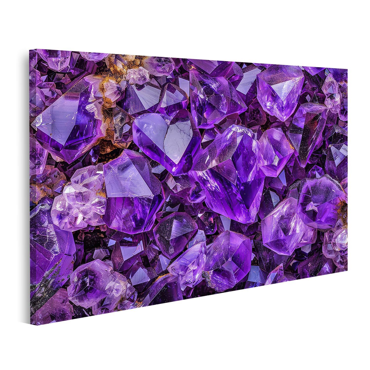 islandburner Leinwandbild Amethyst Kristall lila Quarz roher Edelstein Druse Muster Textur