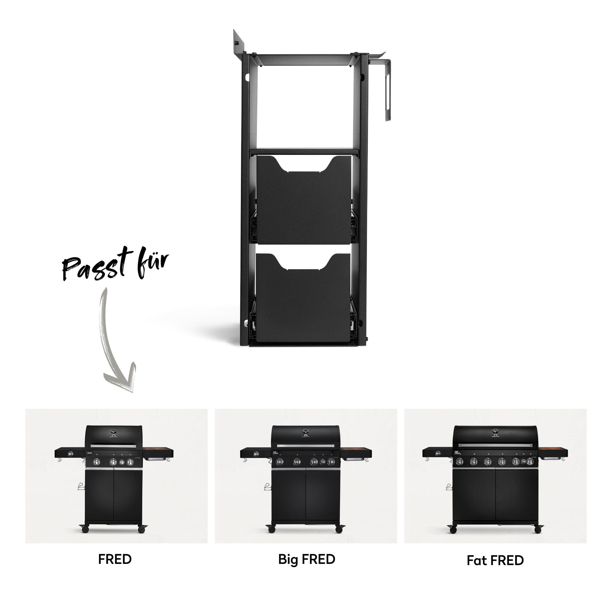 BURNHARD® Regal FRED Einbauregal 20 cm, Aufbewahrung für Grillzubehör