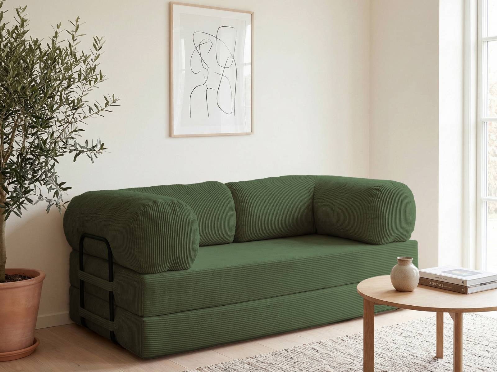 yourhouse24 Schlafsofa MUNO in Breitcord – Industrial-Stil & Schlaffunktion