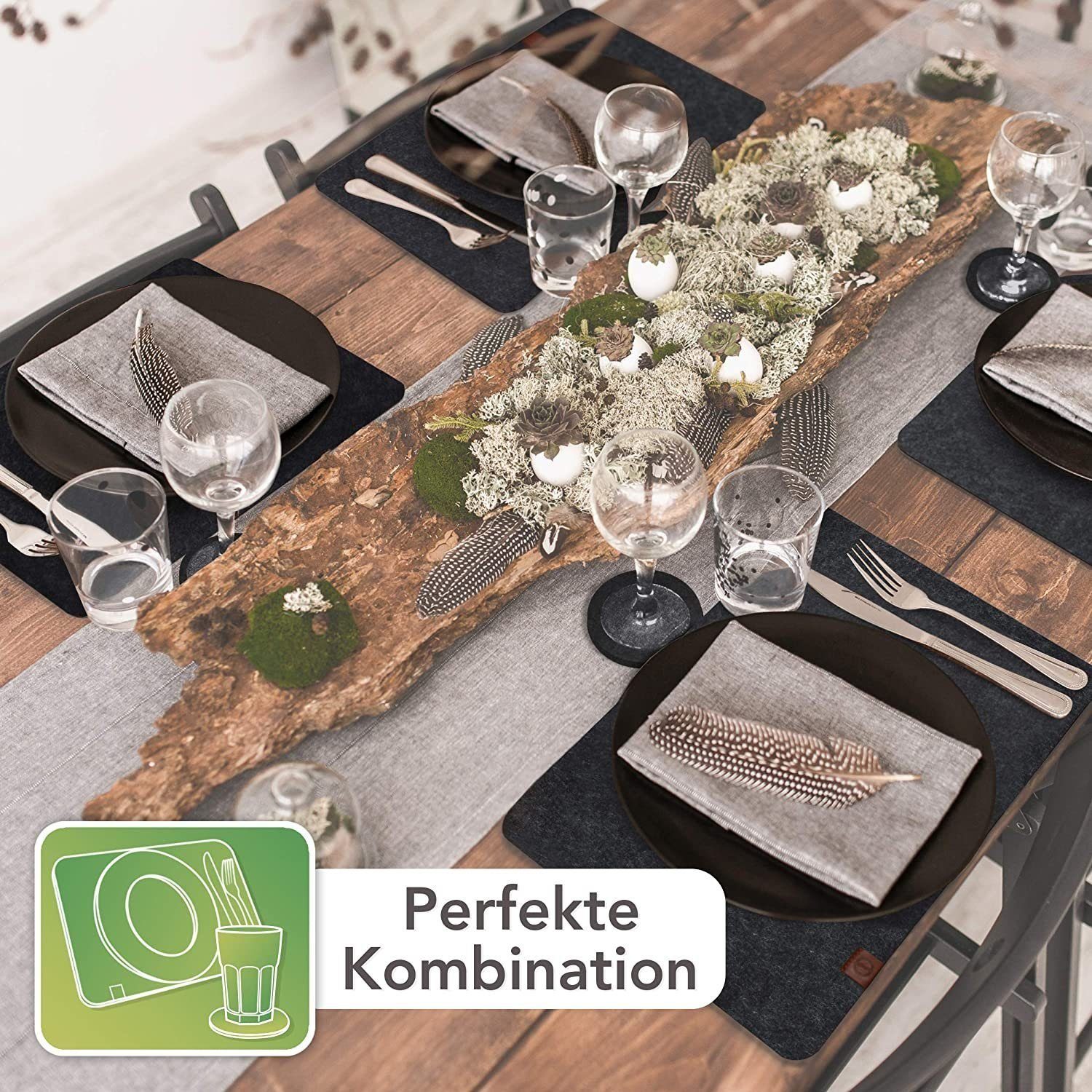 Sidorenko Platzset Tischset aus Filz, Rechteckig, 44x32 cm Telleruntersetzer, (Set, 12), abwischbare Tischuntersetzer Platzdeckchen