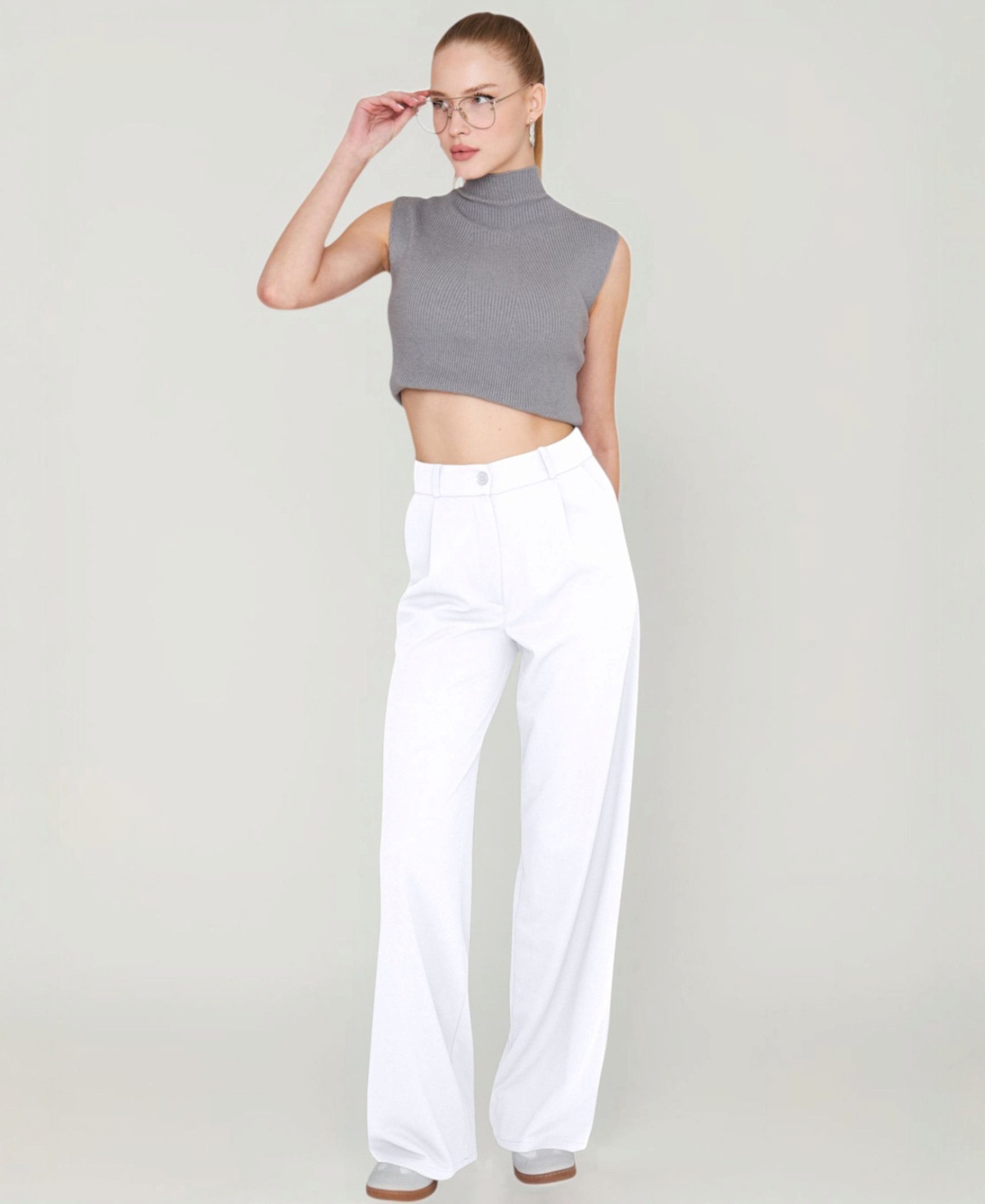 fashionshowcase Palazzohose Damen Stoffhose Marlenehose mit günstig online kaufen